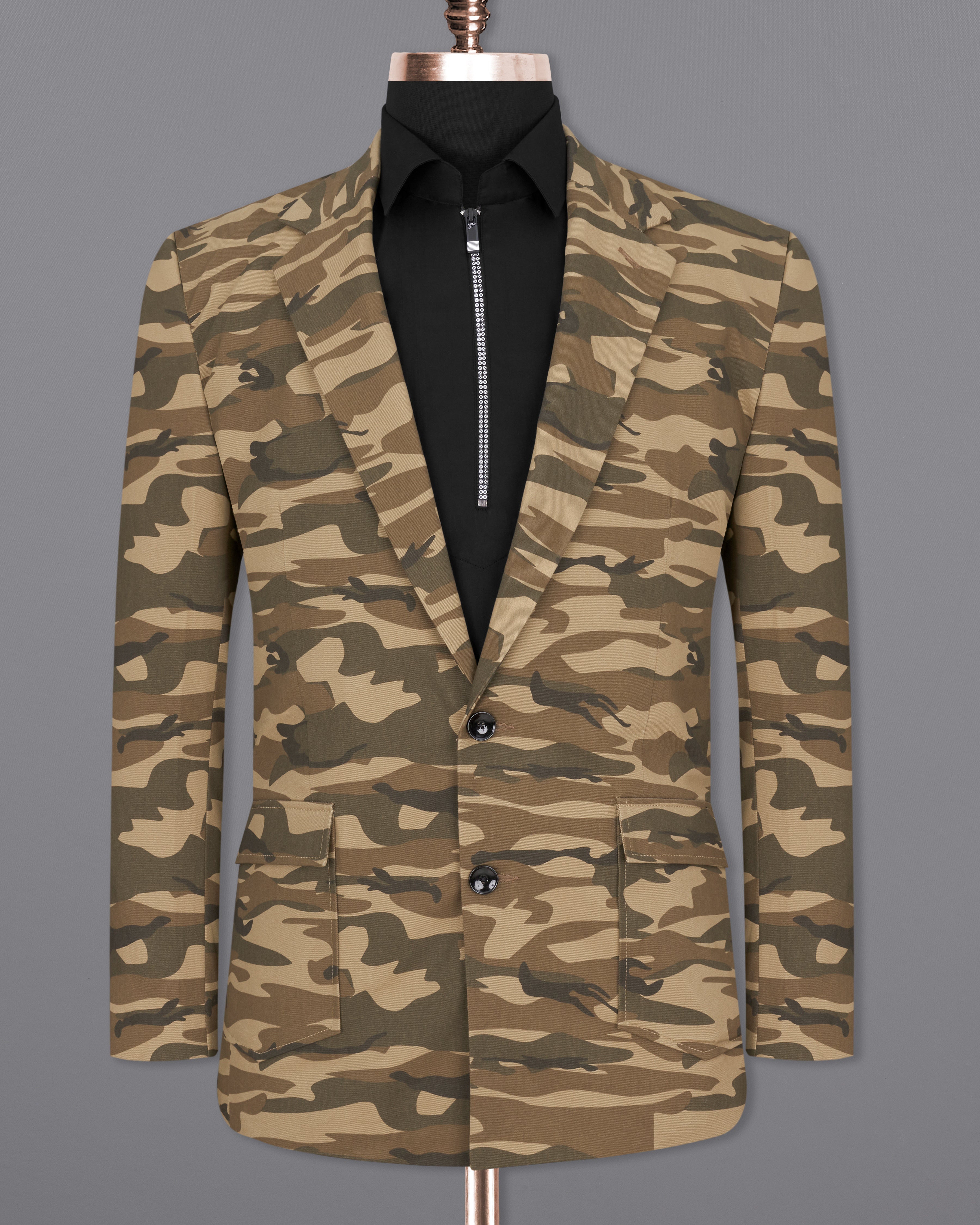 Stonewall Brown with Fuscous Green Camouflage Premium Cotton Designer Blazer BL2318-SB-D110-36, BL2318-SB-D110-38, BL2318-SB-D110-40, BL2318-SB-D110-42, BL2318-SB-D110-44, BL2318-SB-D110-46, BL2318-SB-D110-48, BL2318-SB-D110-50, BL2318-SB-D110-52, BL2318-SB-D110-54, BL2318-SB-D110-56, BL2318-SB-D110-58, BL2318-SB-D110-60