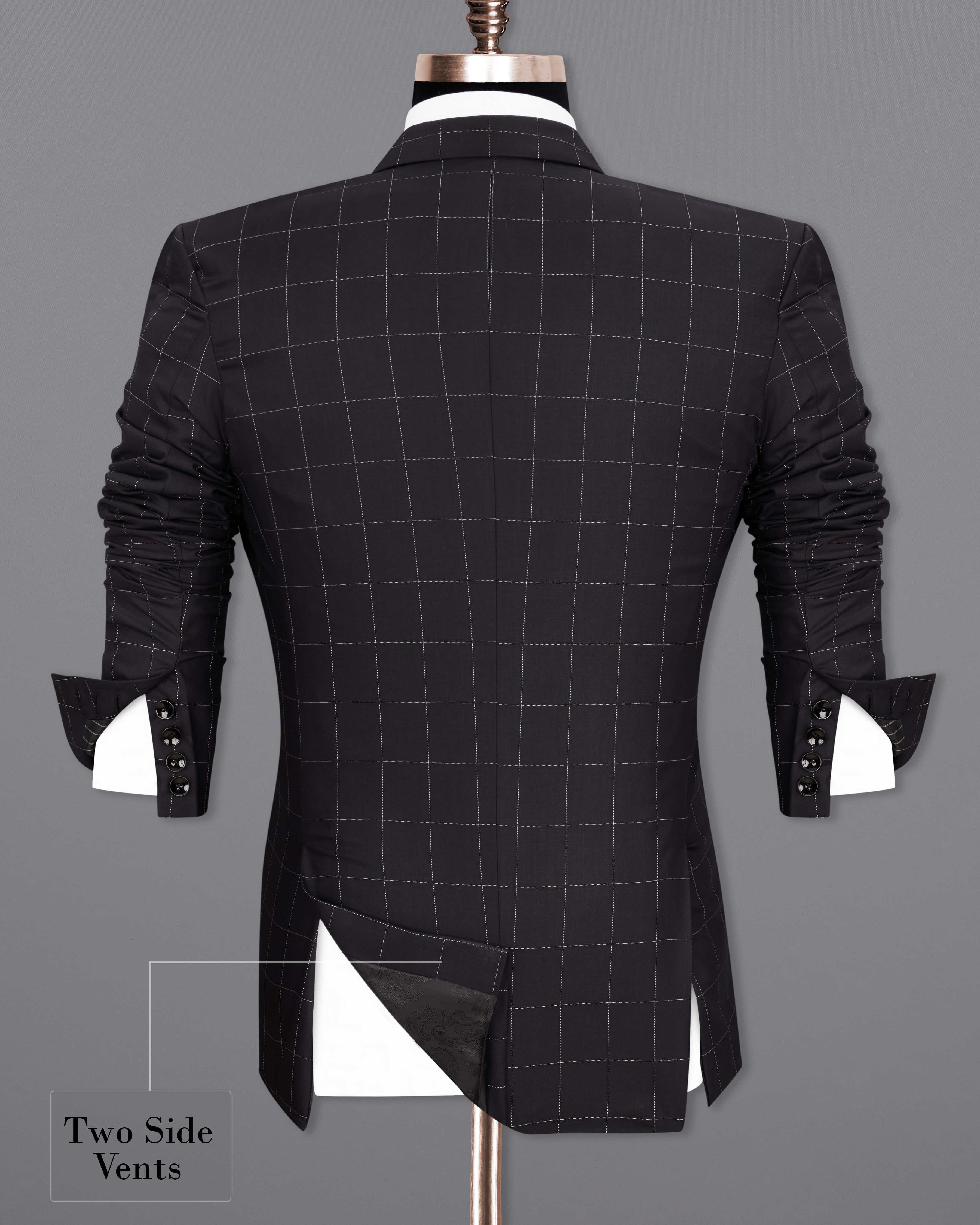 Jade Black Windowpane Single Breasted Blazer BL2328-SB-36, BL2328-SB-38, BL2328-SB-40, BL2328-SB-42, BL2328-SB-44, BL2328-SB-46, BL2328-SB-48, BL2328-SB-50, BL2328-SB-52, BL2328-SB-54, BL2328-SB-56, BL2328-SB-58, BL2328-SB-60