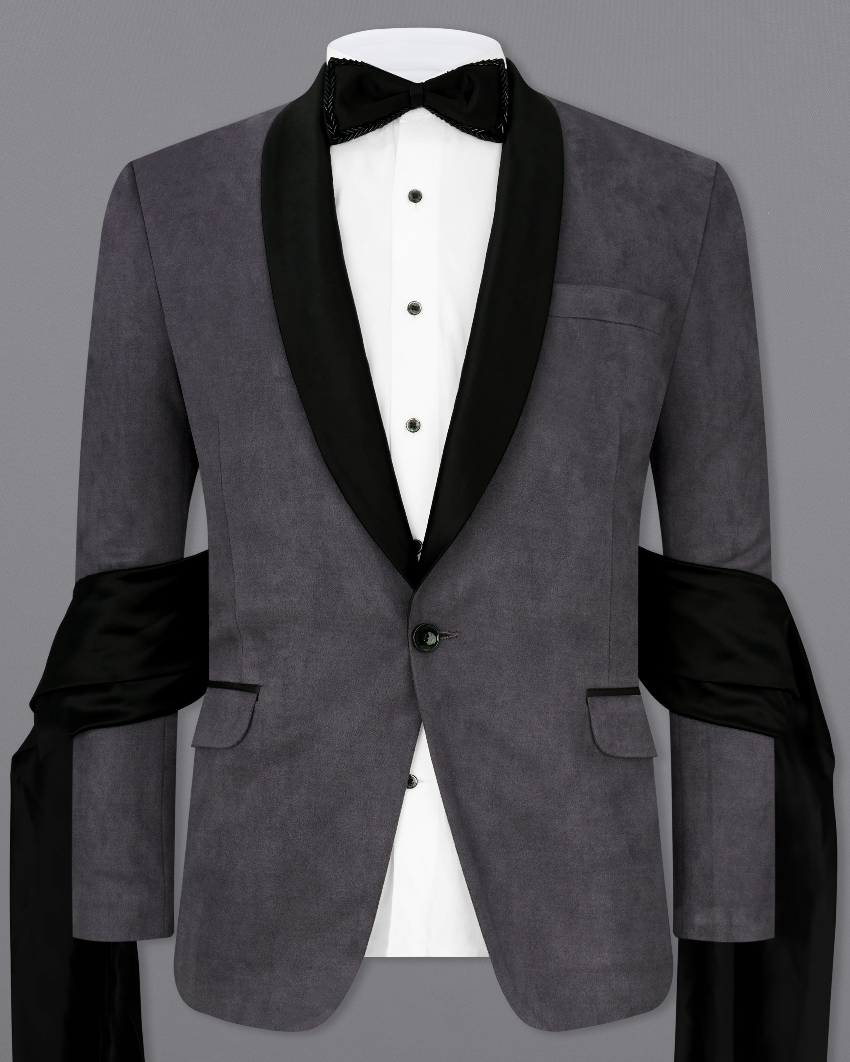 Iridium Gray Velvet Tuxedo Designer Blazer with Shawl BL2341-BKL-D241-36, BL2341-BKL-D241-38, BL2341-BKL-D241-40, BL2341-BKL-D241-42, BL2341-BKL-D241-44, BL2341-BKL-D241-46, BL2341-BKL-D241-48, BL2341-BKL-D241-50, BL2341-BKL-D241-52, BL2341-BKL-D241-54, BL2341-BKL-D241-56, BL2341-BKL-D241-58, BL2341-BKL-D241-60