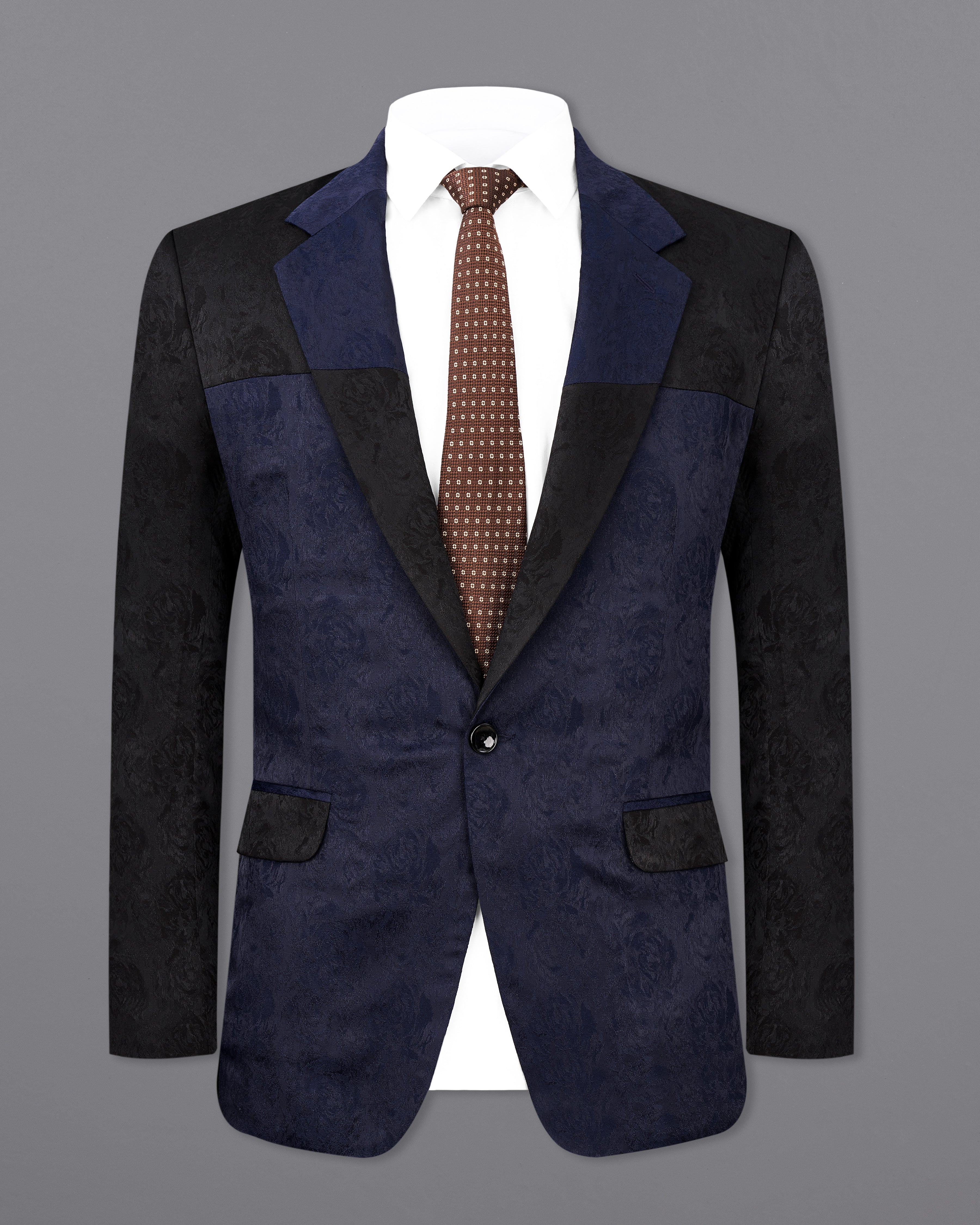 Firefly Blue and Black Jacquard Textured Blazer BL2342-SB-D206-36, BL2342-SB-D206-38, BL2342-SB-D206-40, BL2342-SB-D206-42, BL2342-SB-D206-44, BL2342-SB-D206-46, BL2342-SB-D206-48, BL2342-SB-D206-50, BL2342-SB-D206-52, BL2342-SB-D206-54, BL2342-SB-D206-56, BL2342-SB-D206-58, BL2342-SB-D206-60	