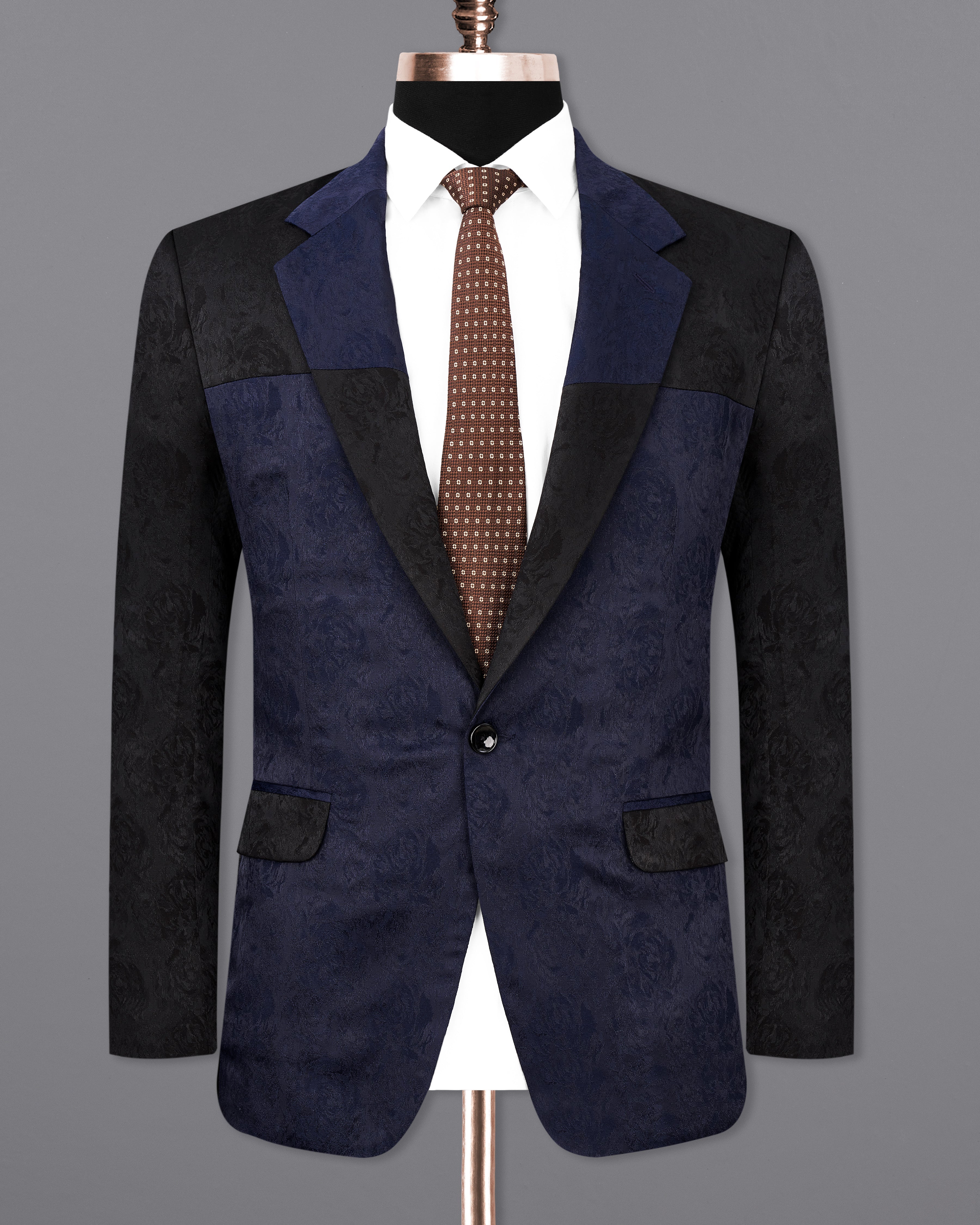 Firefly Blue and Black Jacquard Textured Blazer BL2342-SB-D206-36, BL2342-SB-D206-38, BL2342-SB-D206-40, BL2342-SB-D206-42, BL2342-SB-D206-44, BL2342-SB-D206-46, BL2342-SB-D206-48, BL2342-SB-D206-50, BL2342-SB-D206-52, BL2342-SB-D206-54, BL2342-SB-D206-56, BL2342-SB-D206-58, BL2342-SB-D206-60	