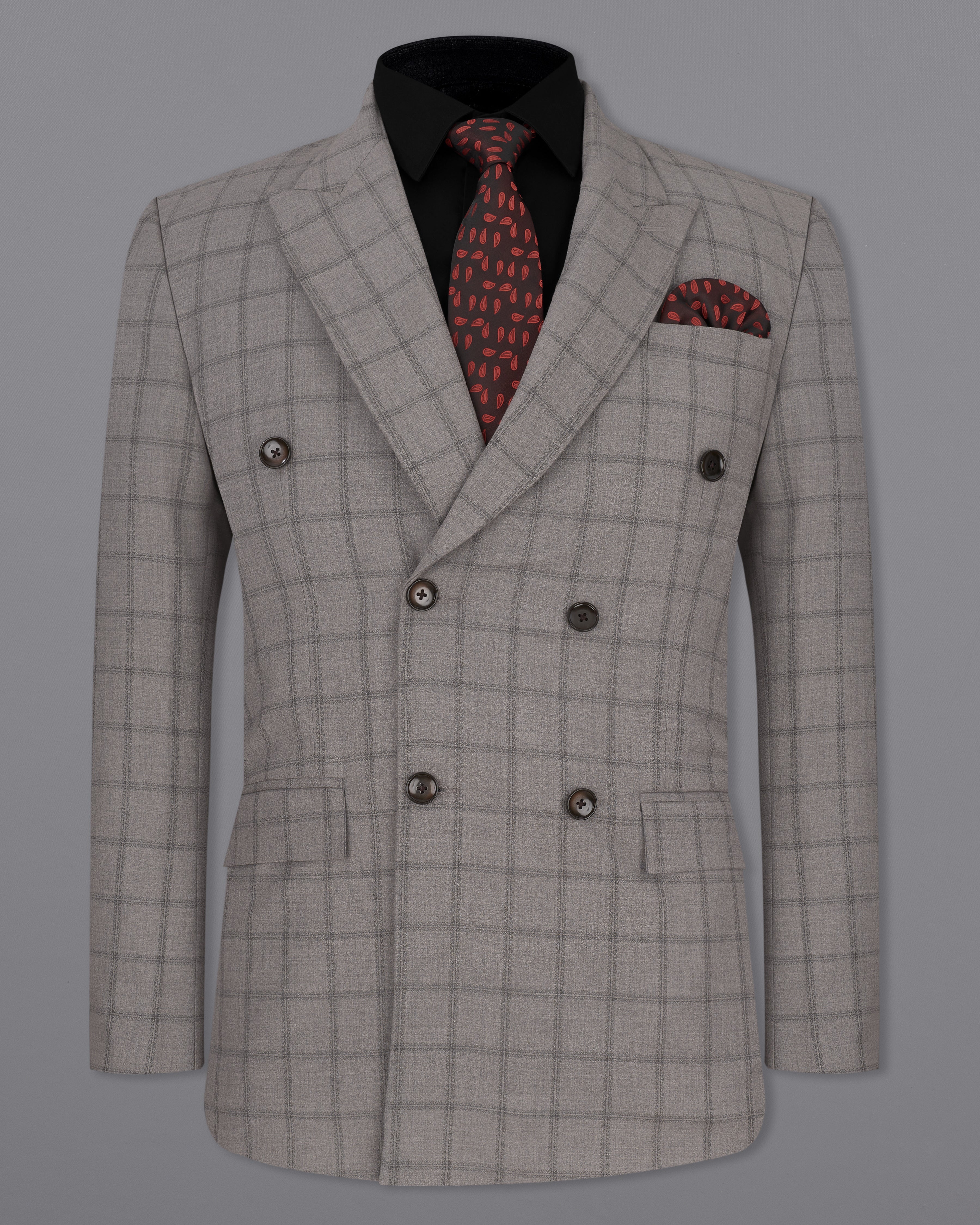 Concord Gray Plaid Double Breasted Blazer BL2344-DB-36, BL2344-DB-38, BL2344-DB-40, BL2344-DB-42, BL2344-DB-44, BL2344-DB-46, BL2344-DB-48, BL2344-DB-50, BL2344-DB-52, BL2344-DB-54, BL2344-DB-56, BL2344-DB-58, BL2344-DB-60	