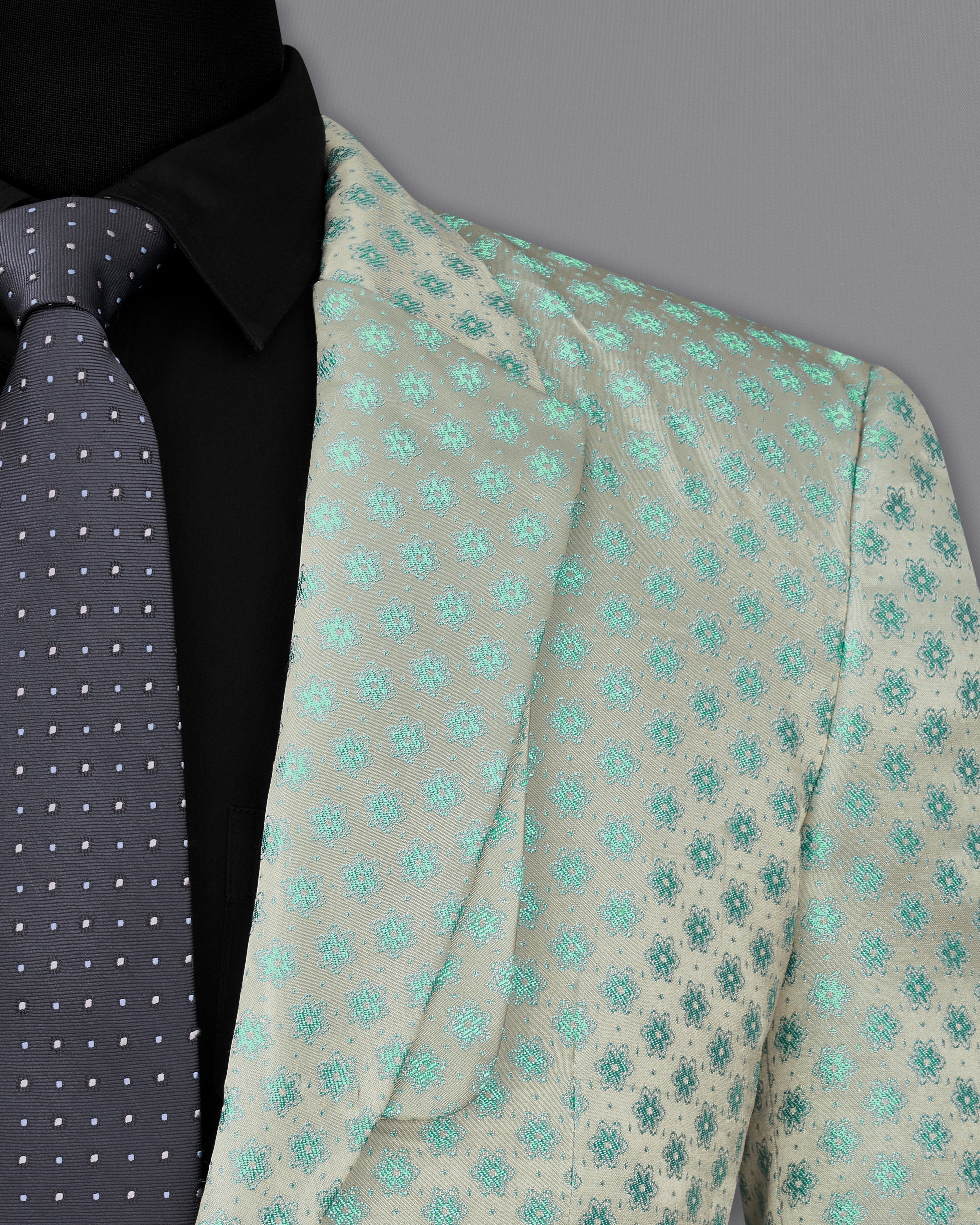 Persian with Celeste Green Jacquard Textured Designer Blazer