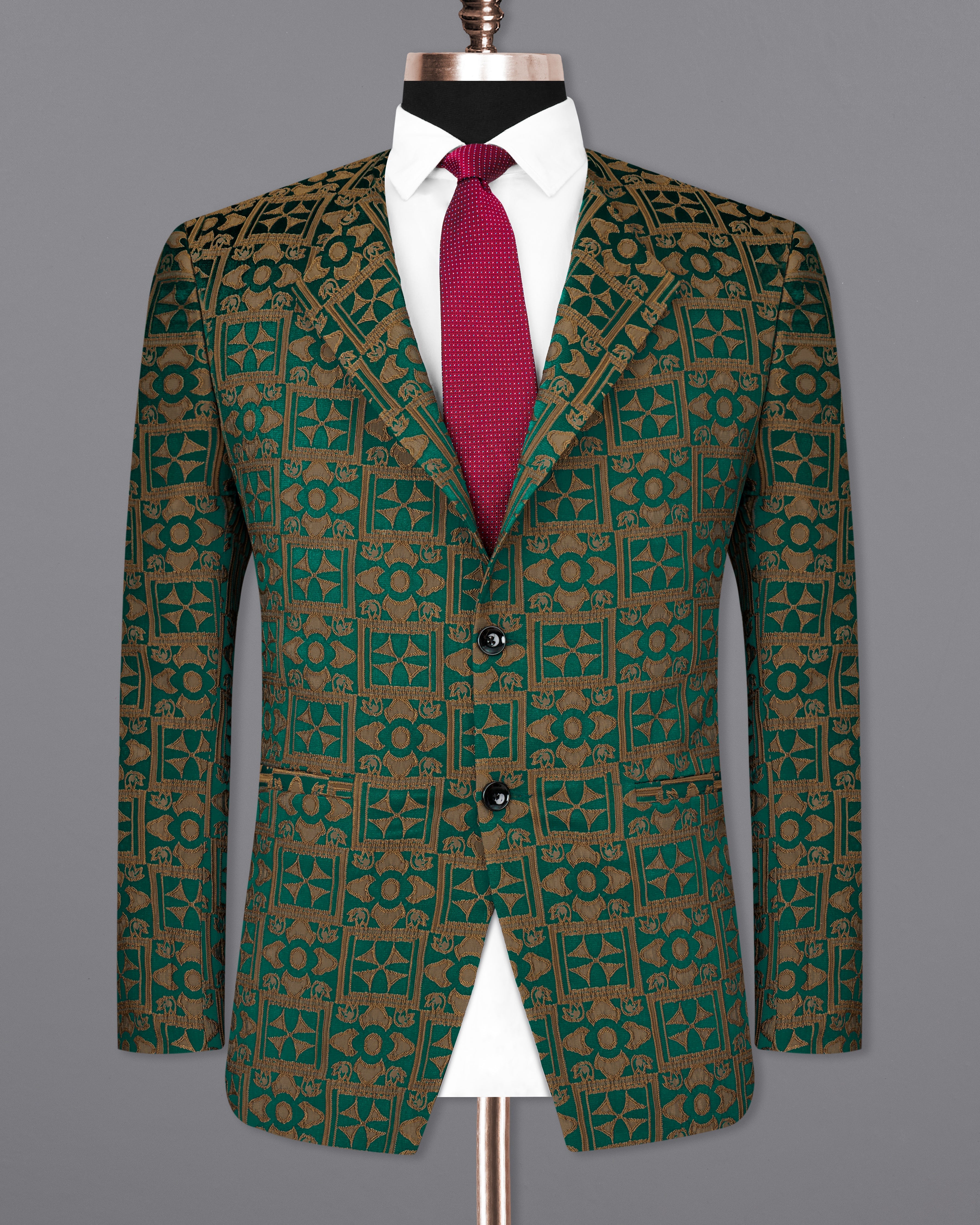 Everglade Green with Millbrook Brown Embroidered Blazer BL2355-SB-36, BL2355-SB-38, BL2355-SB-40, BL2355-SB-42, BL2355-SB-44, BL2355-SB-46, BL2355-SB-48, BL2355-SB-50, BL2355-SB-52, BL2355-SB-54, BL2355-SB-56, BL2355-SB-58, BL2355-SB-60