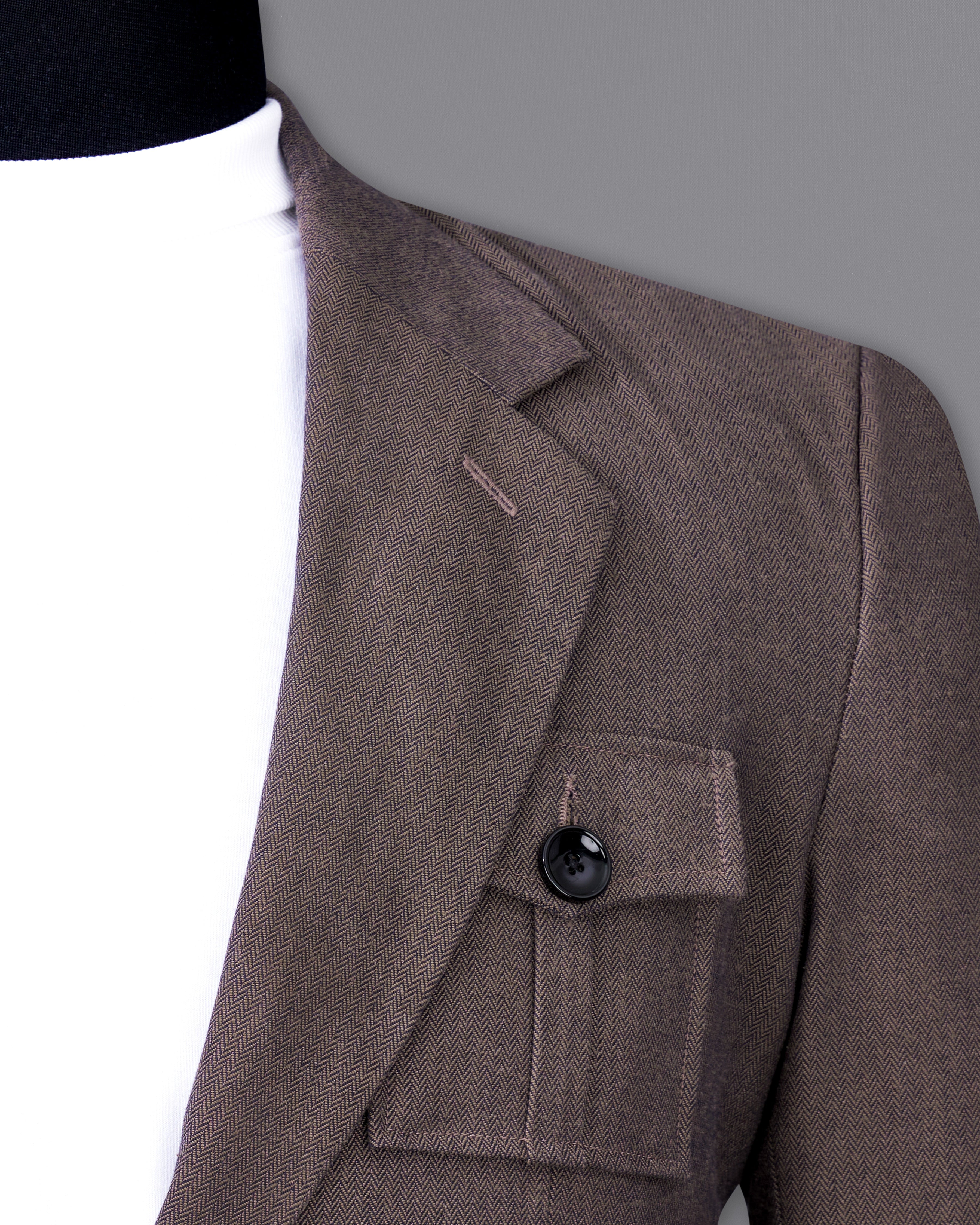 Iridium Brown Premium Cotton Designer Blazer with Functional Belt Fastening