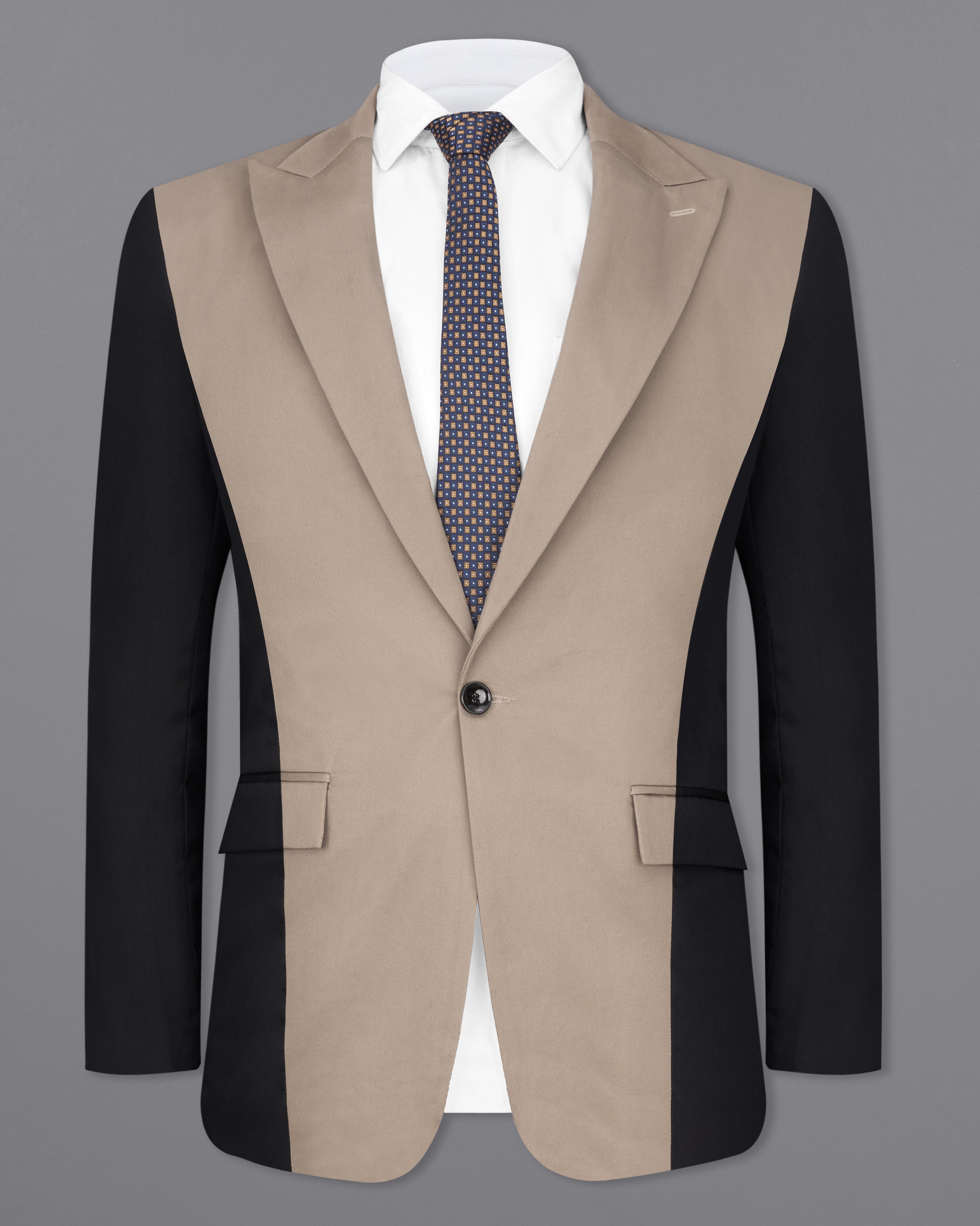 Martini Brown and Black Premium Cotton Designer Blazer