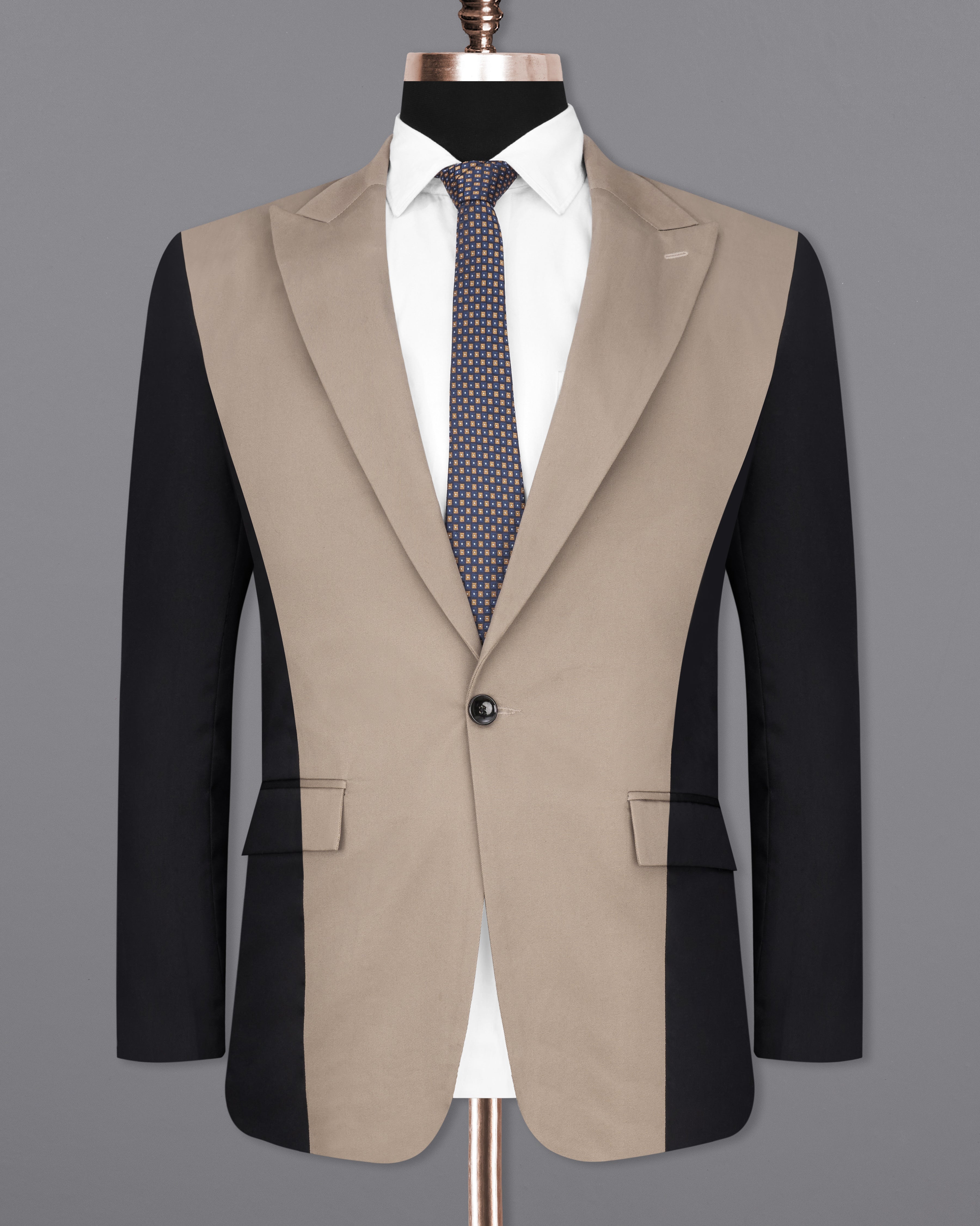 Martini Brown and Black Premium Cotton Designer Blazer