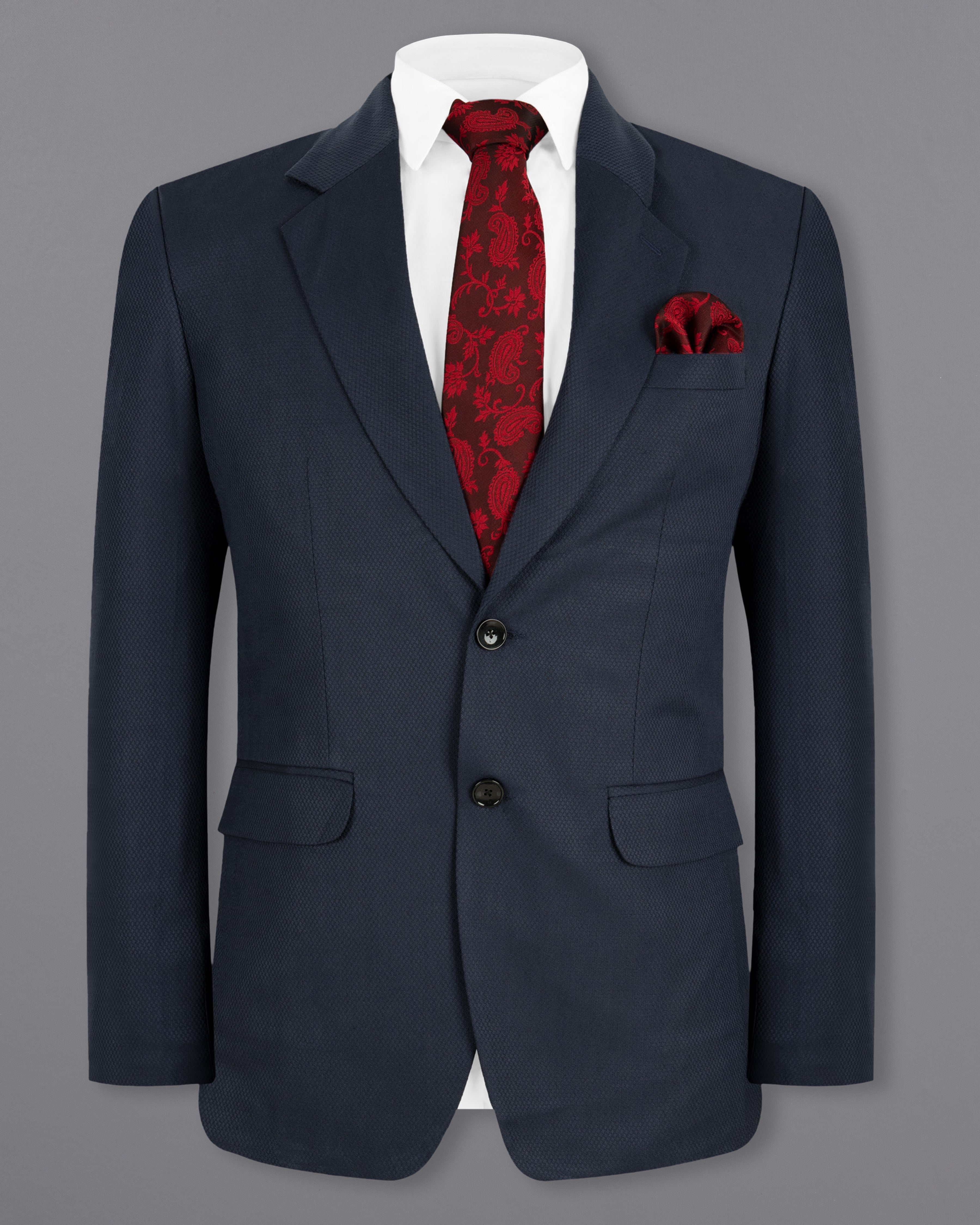 Royal Blue Diamond Textured Blazer