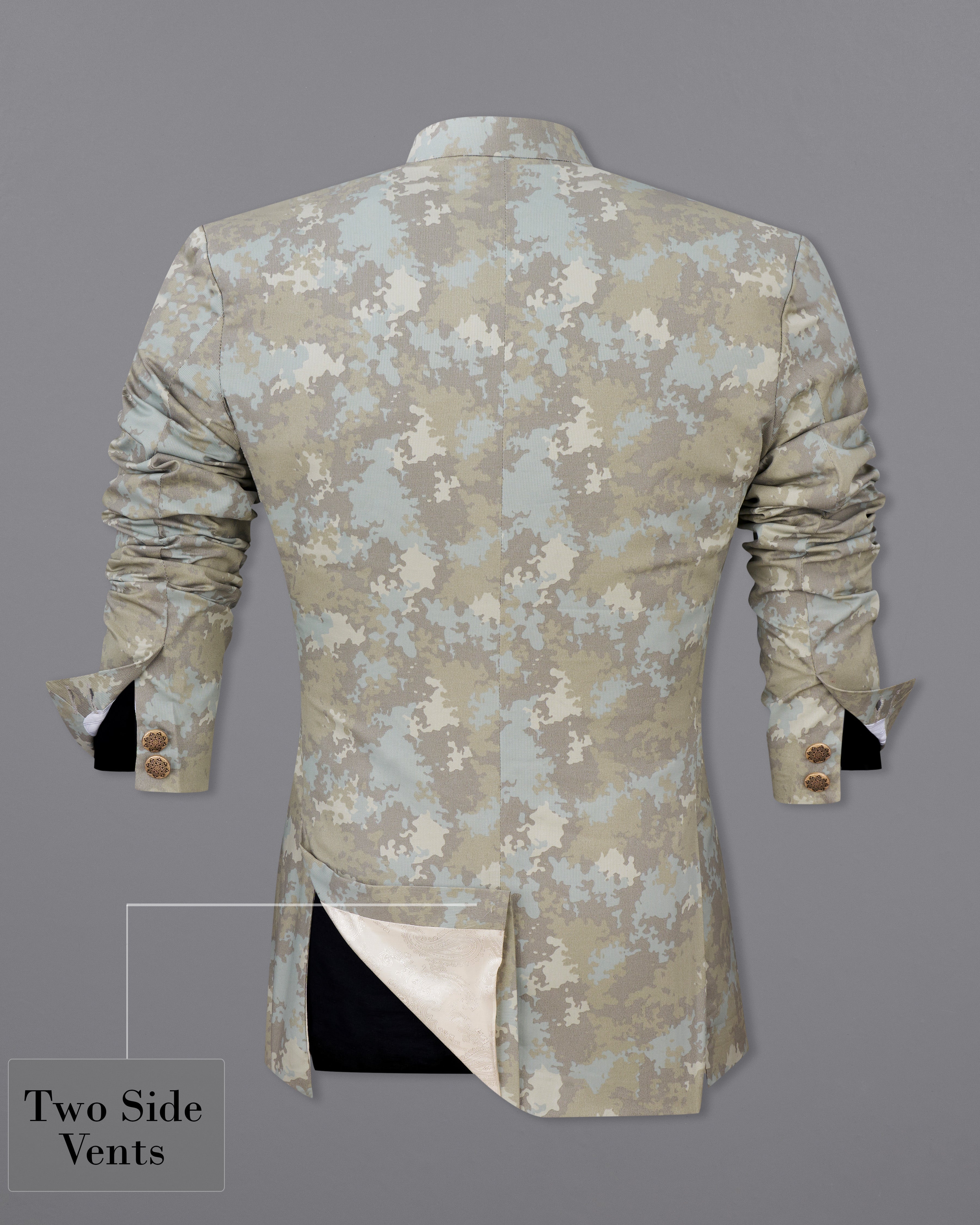 Martini Brown with Foggy Cream Camouflage Premium Cotton Cross Buttoned Bandhgala Designer Blazer BL2434-CBG-36,BL2434-CBG-38,BL2434-CBG-40,BL2434-CBG-42,BL2434-CBG-44,BL2434-CBG-46,BL2434-CBG-48,BL2434-CBG-50,BL2434-CBG-52,BL2434-CBG-54,BL2434-CBG-56,BL2434-CBG-58,BL2434-CBG-60