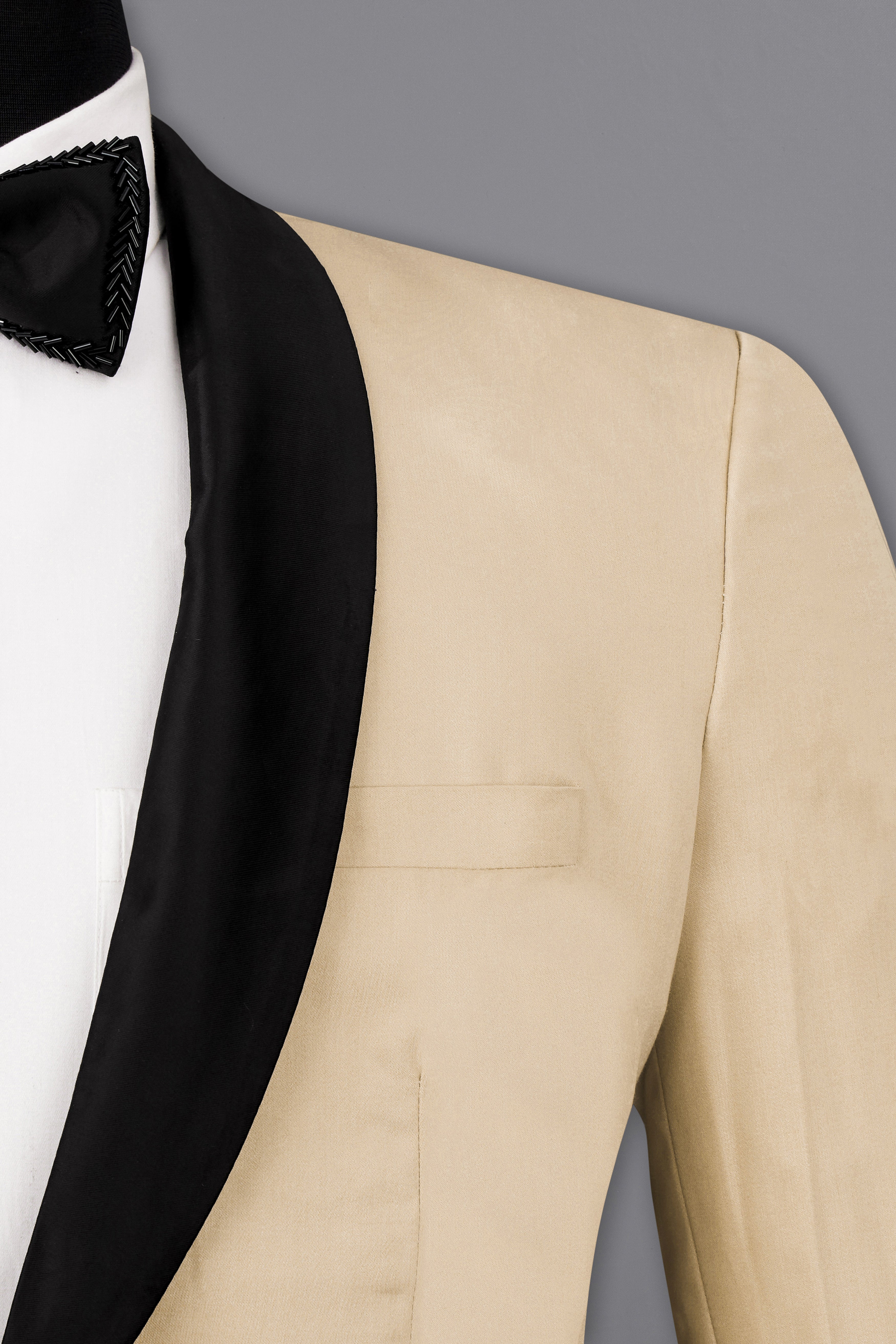 Hazelnut Cream Subtle Sheen Tuxedo Blazer