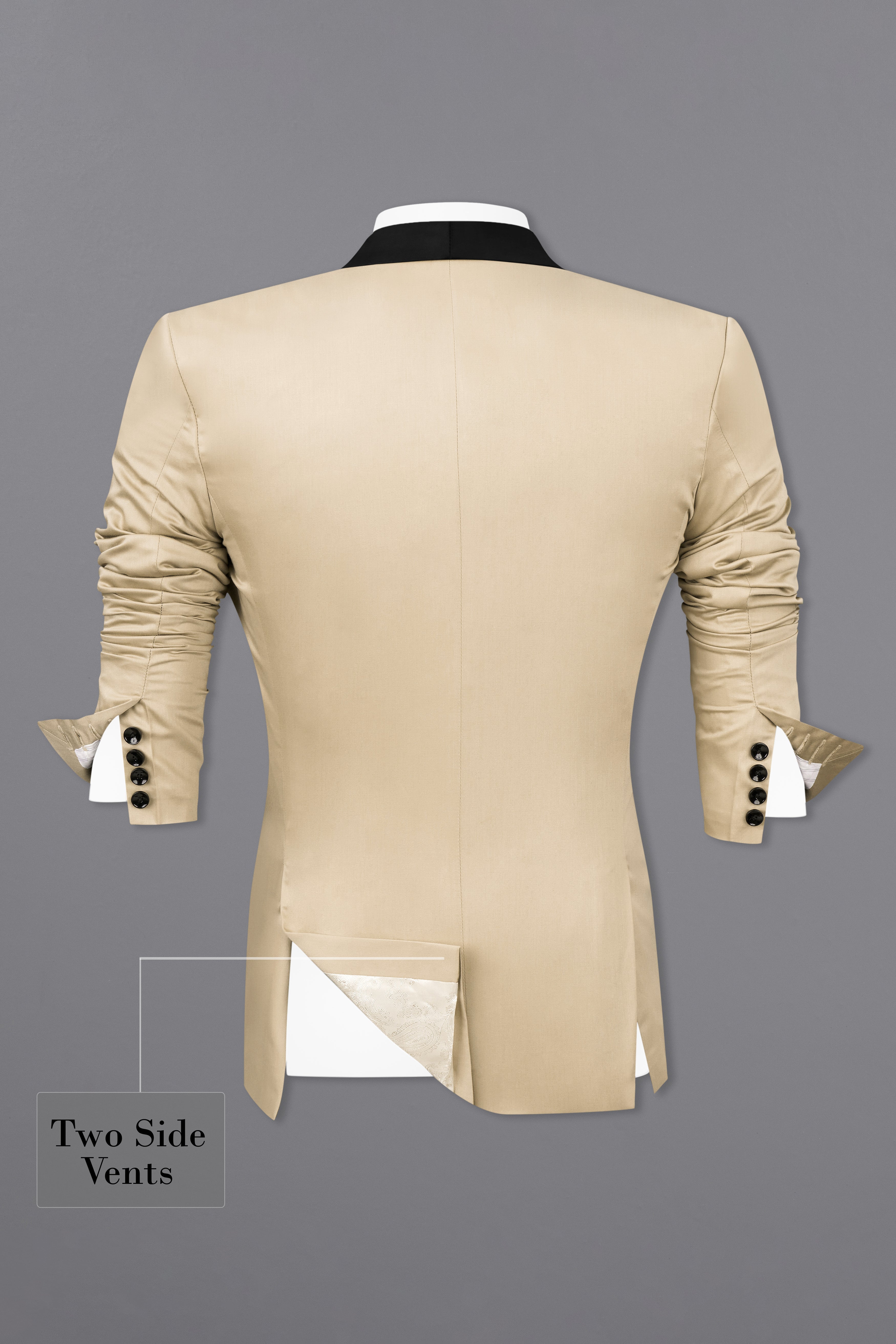 Hazelnut Cream Subtle Sheen Tuxedo Blazer