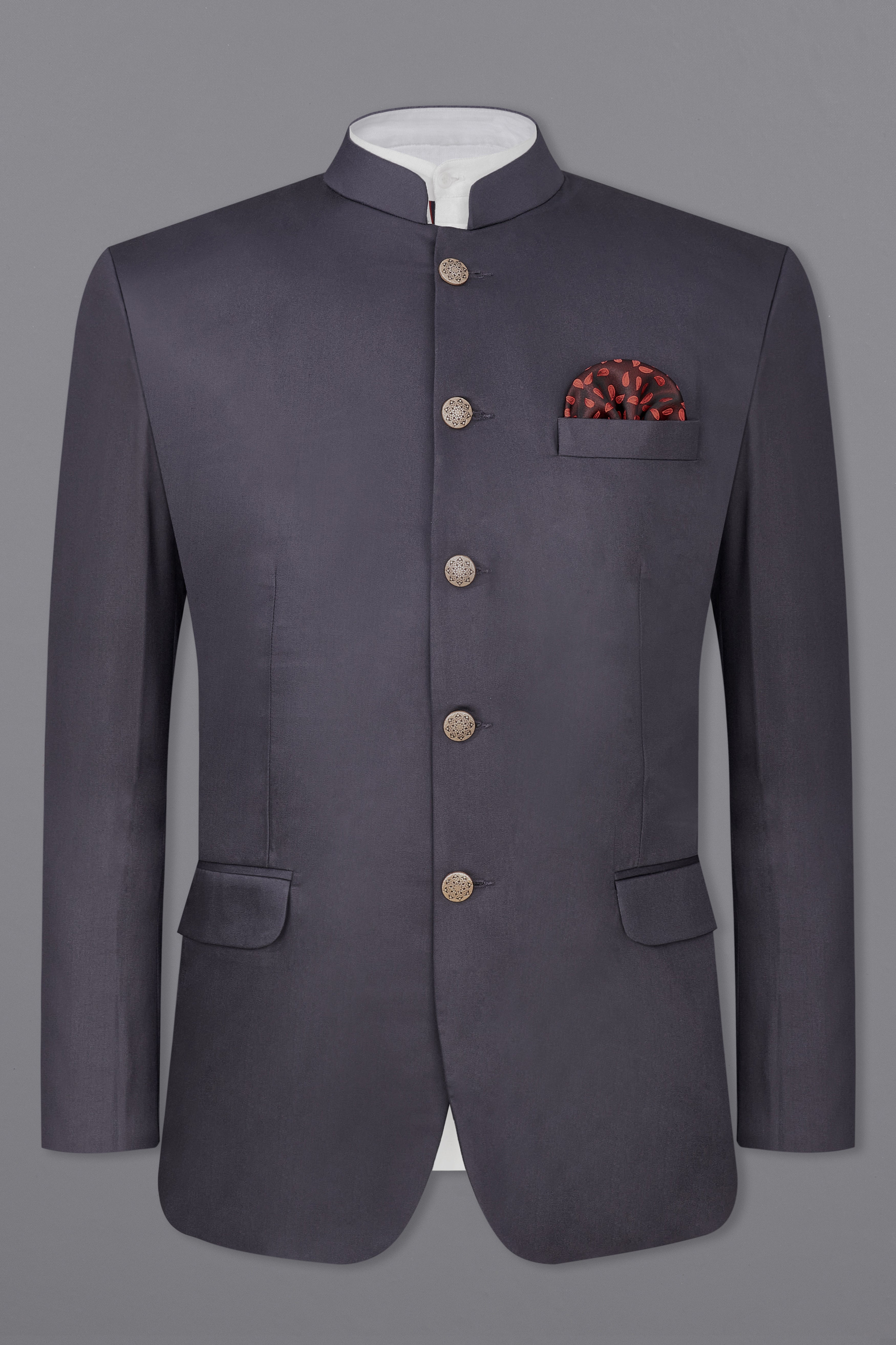 Porpoise Gray Subtle Sheen Bandhgala Blazer