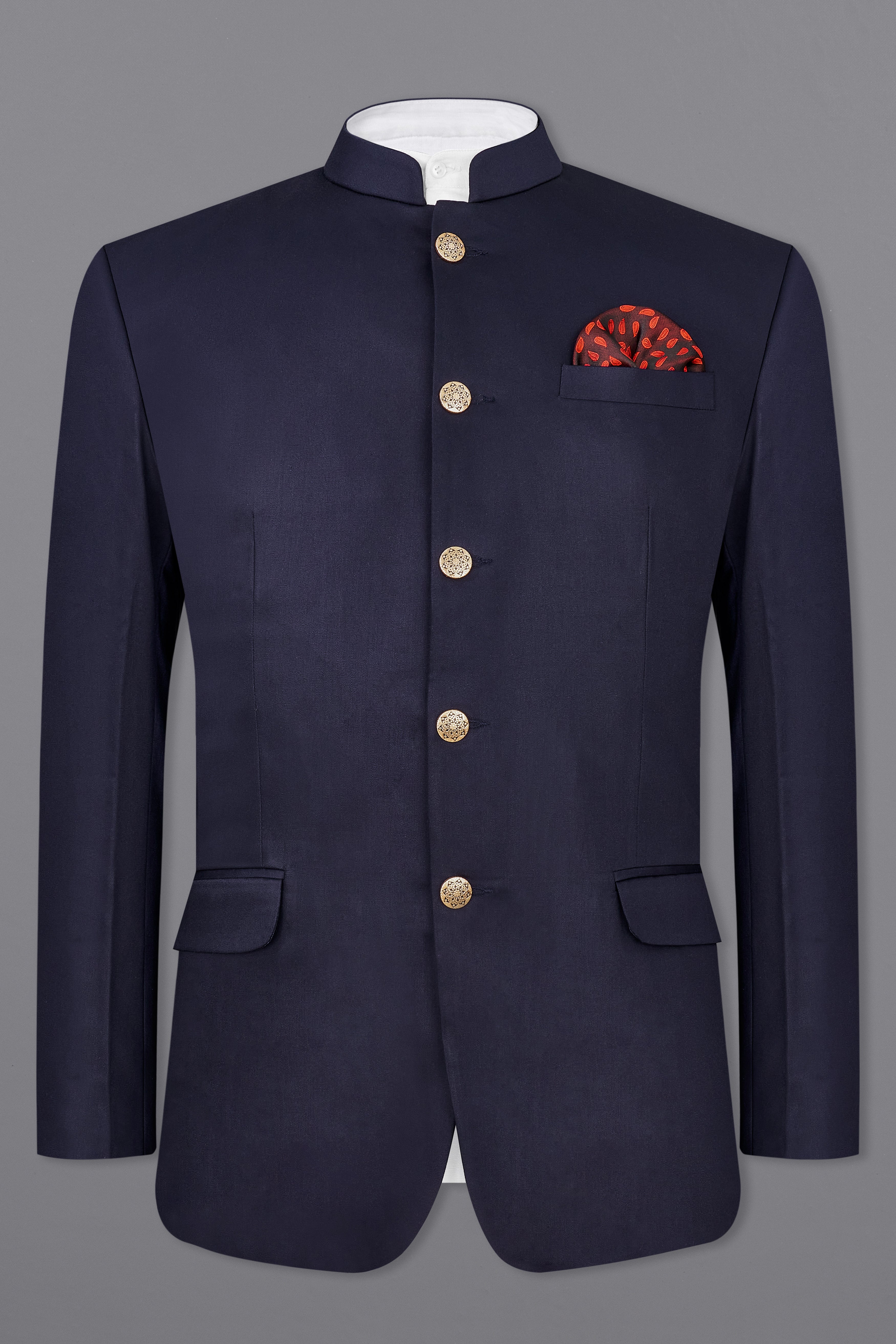 Navy Subtle Sheen Bandhgala Blazer