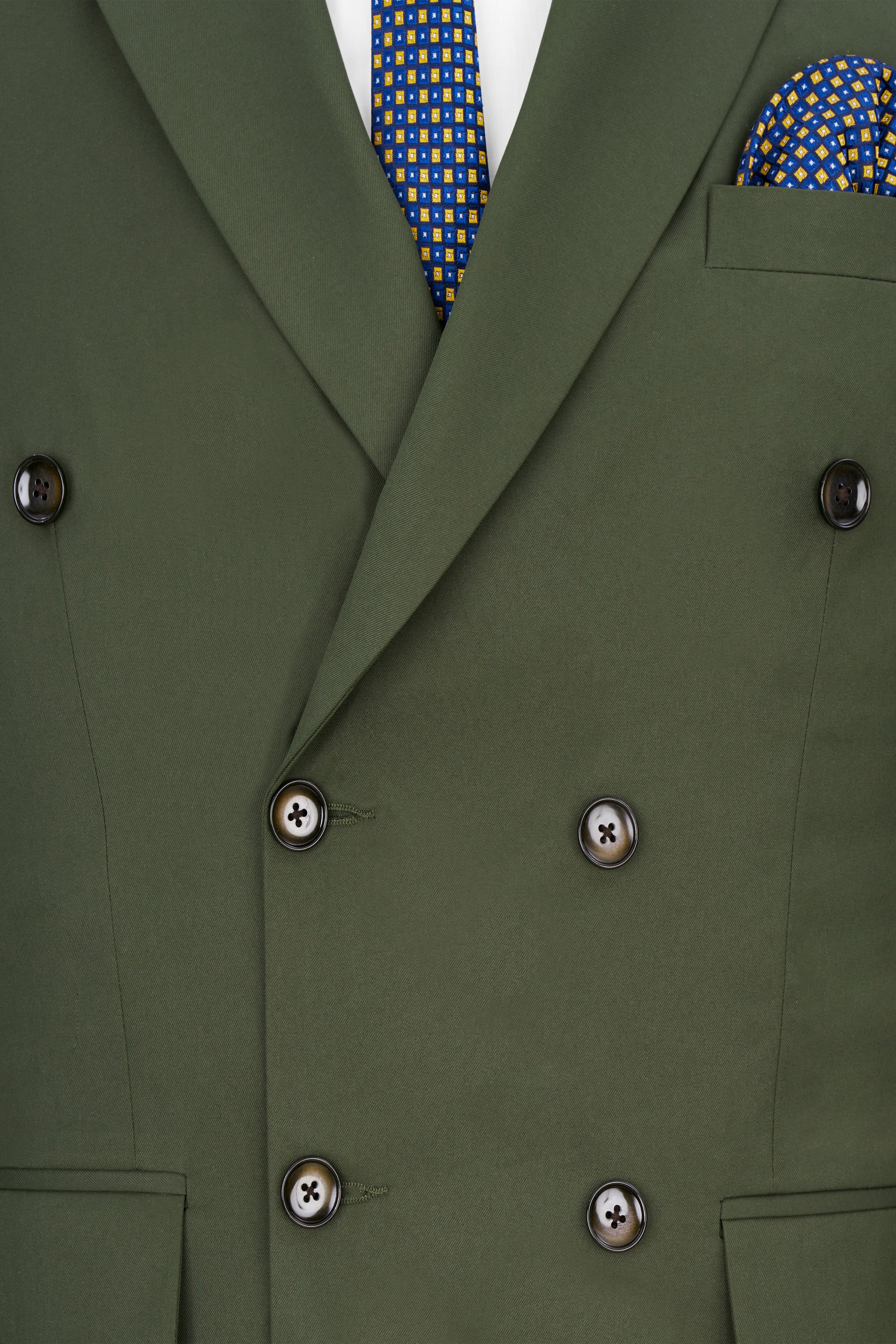 Twill Green Double Breasted Blazer