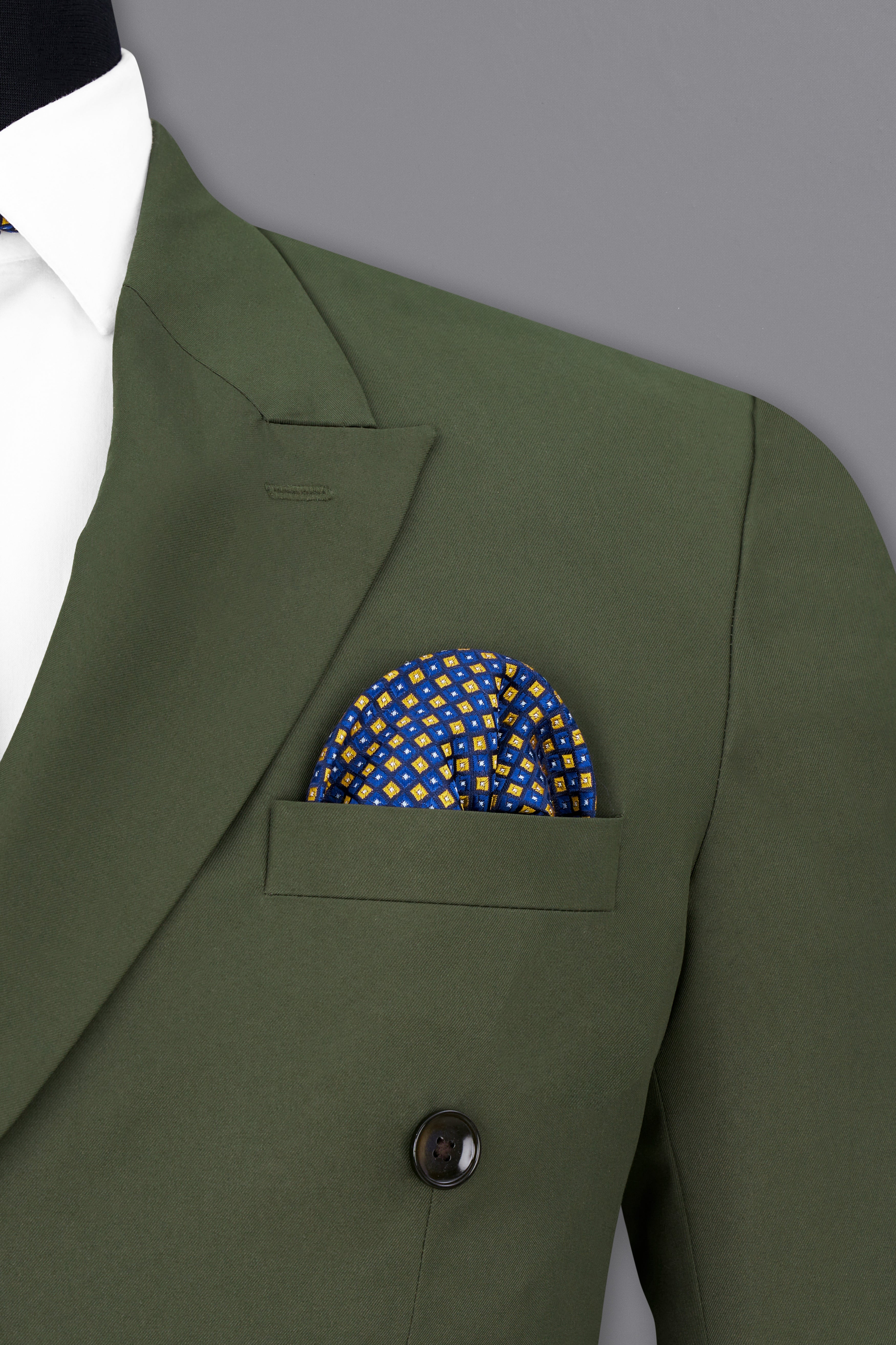 Twill Green Double Breasted Blazer