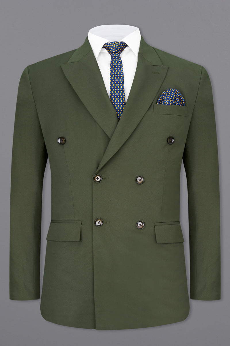 TWILL GREEN DOUBLE BREASTED BLAZER