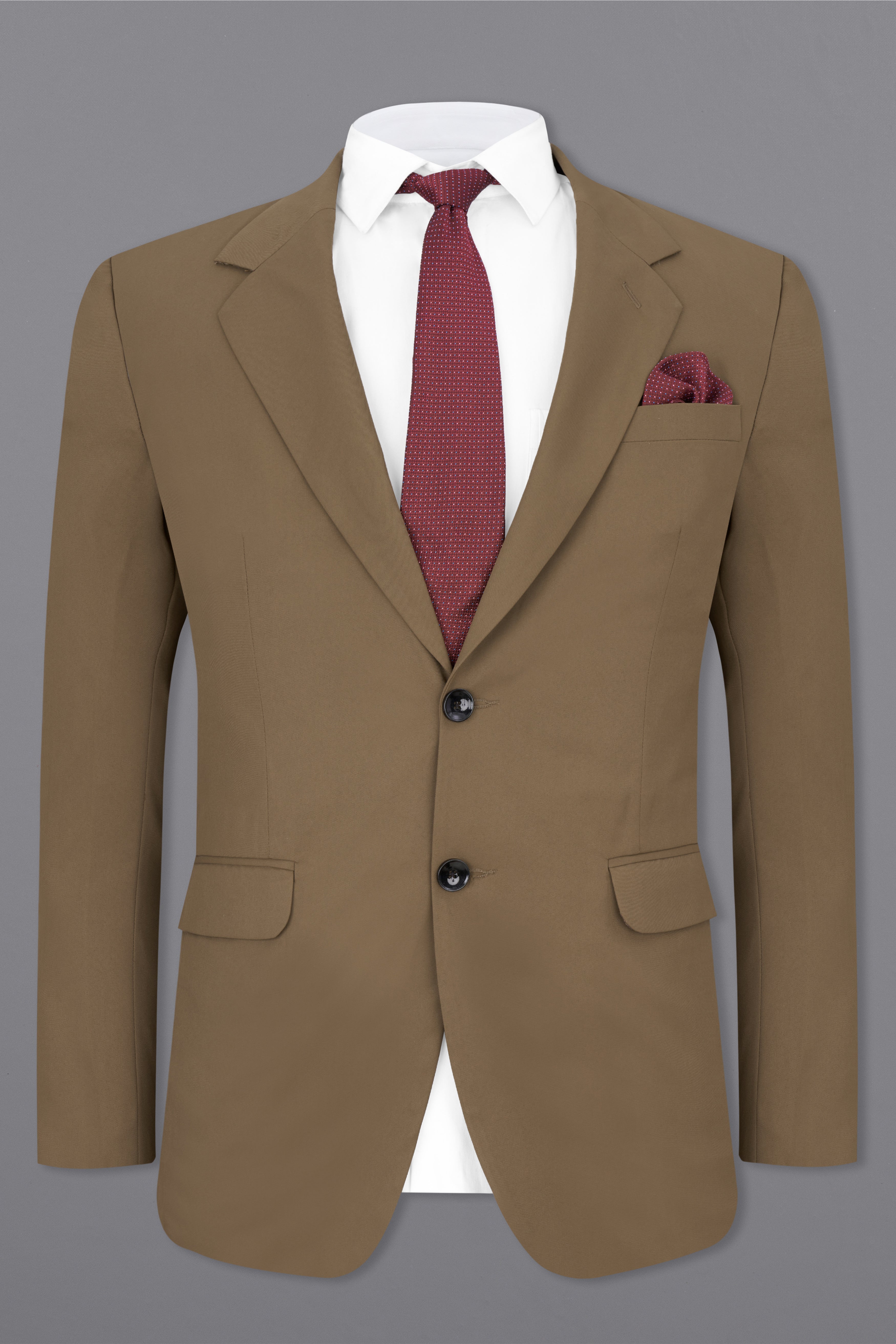 Khaki Brown Single Breasted Blazer