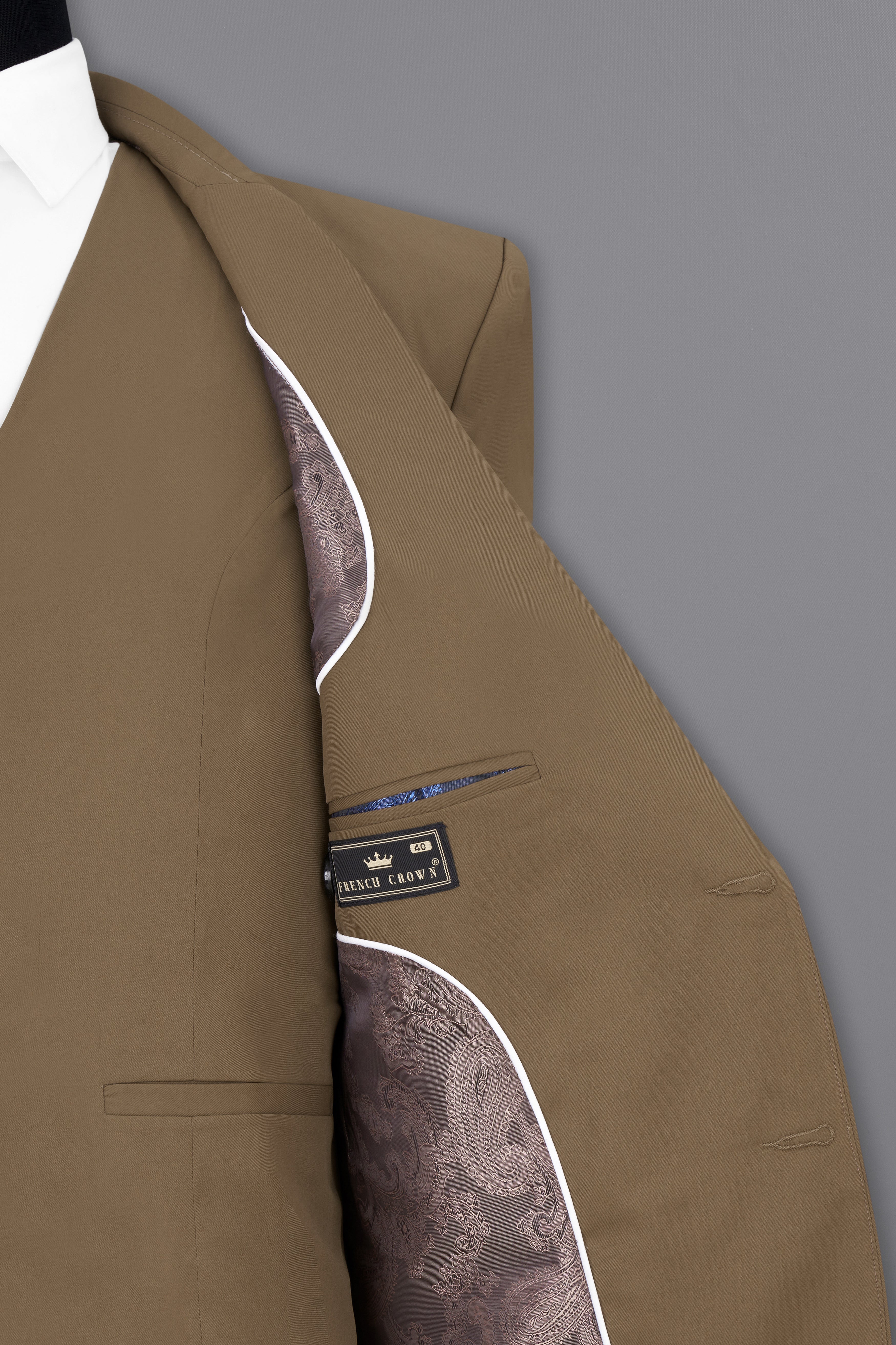 Khaki Brown Single Breasted Blazer