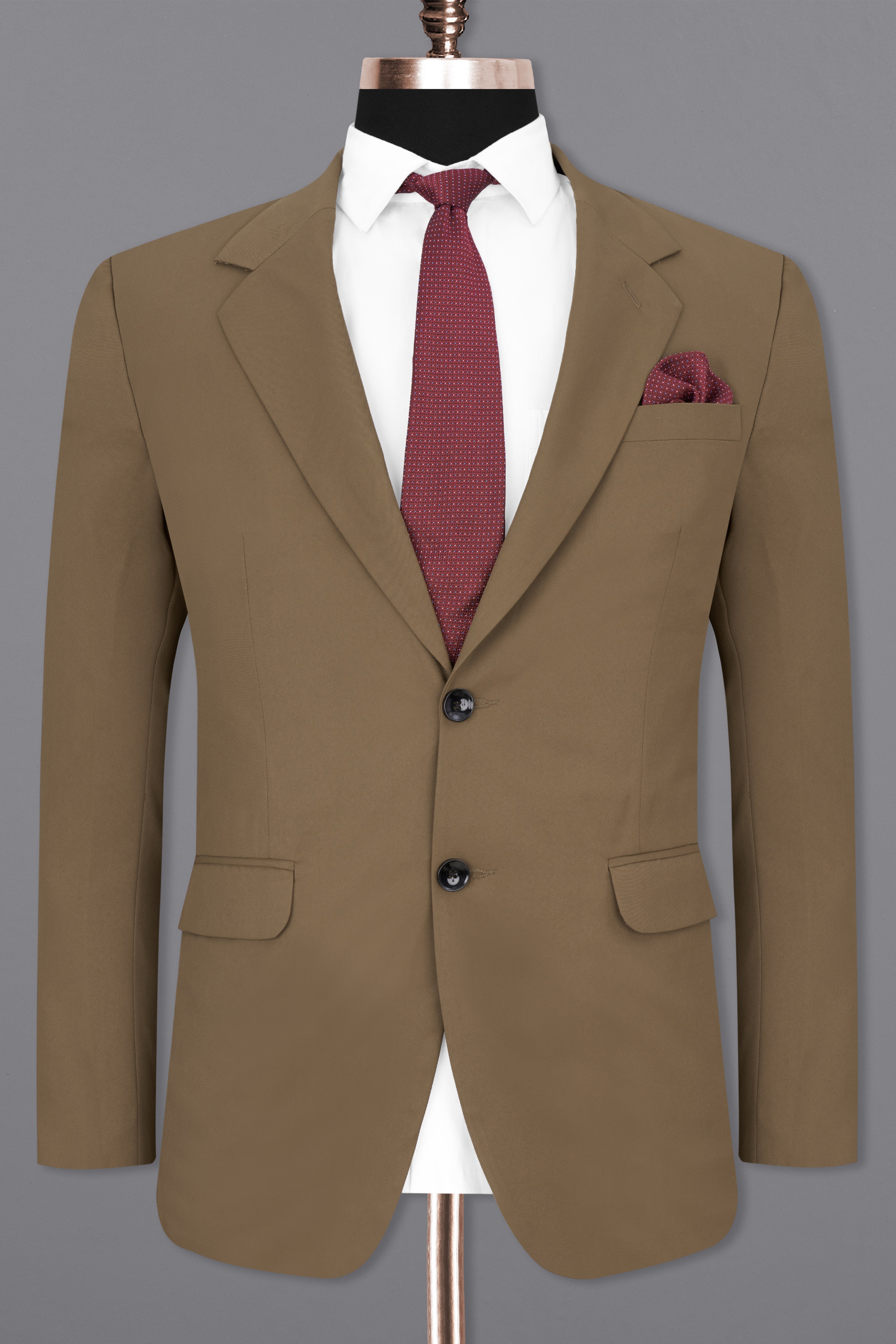 Khaki Brown Single Breasted Blazer