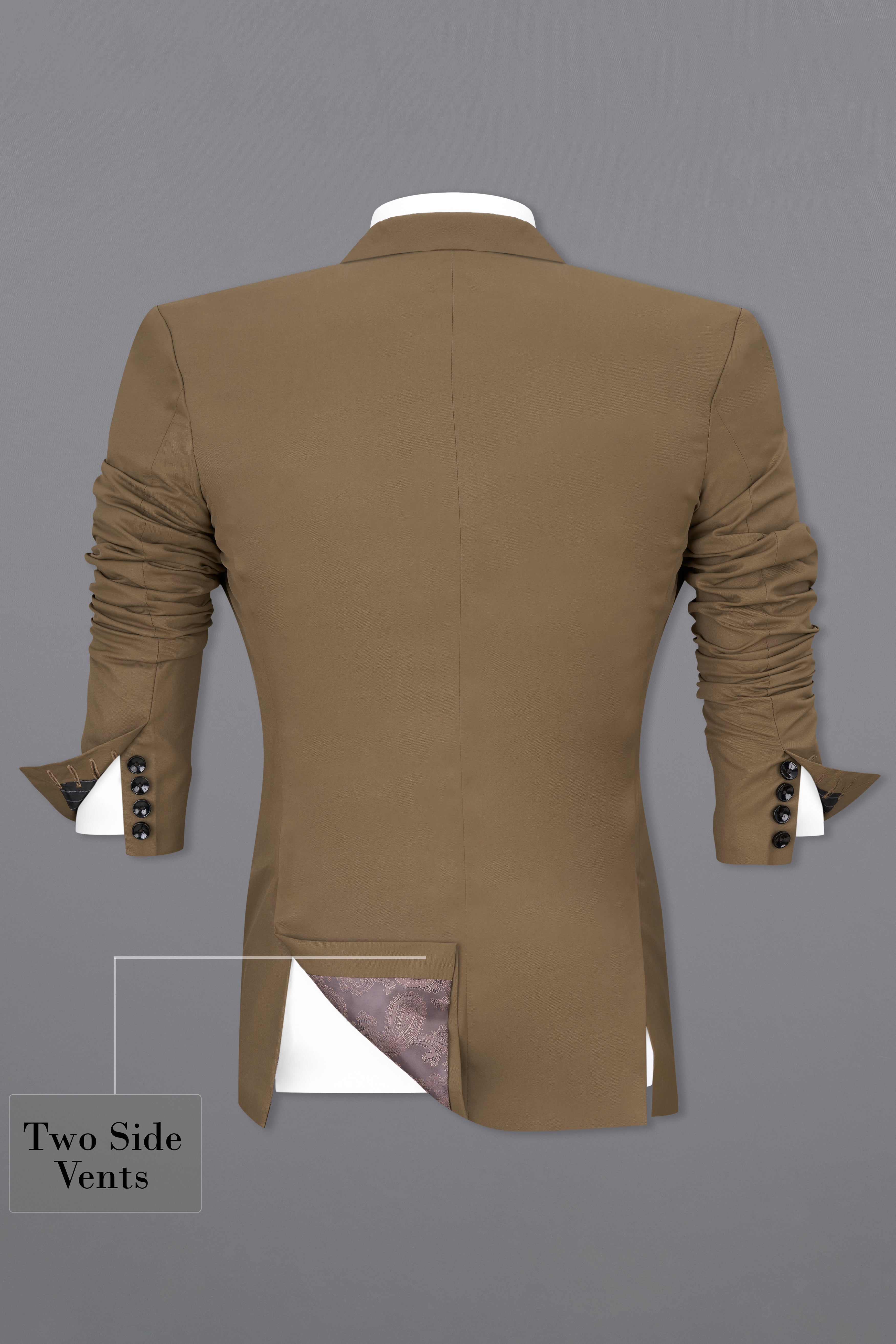 Khaki Brown Single Breasted Blazer