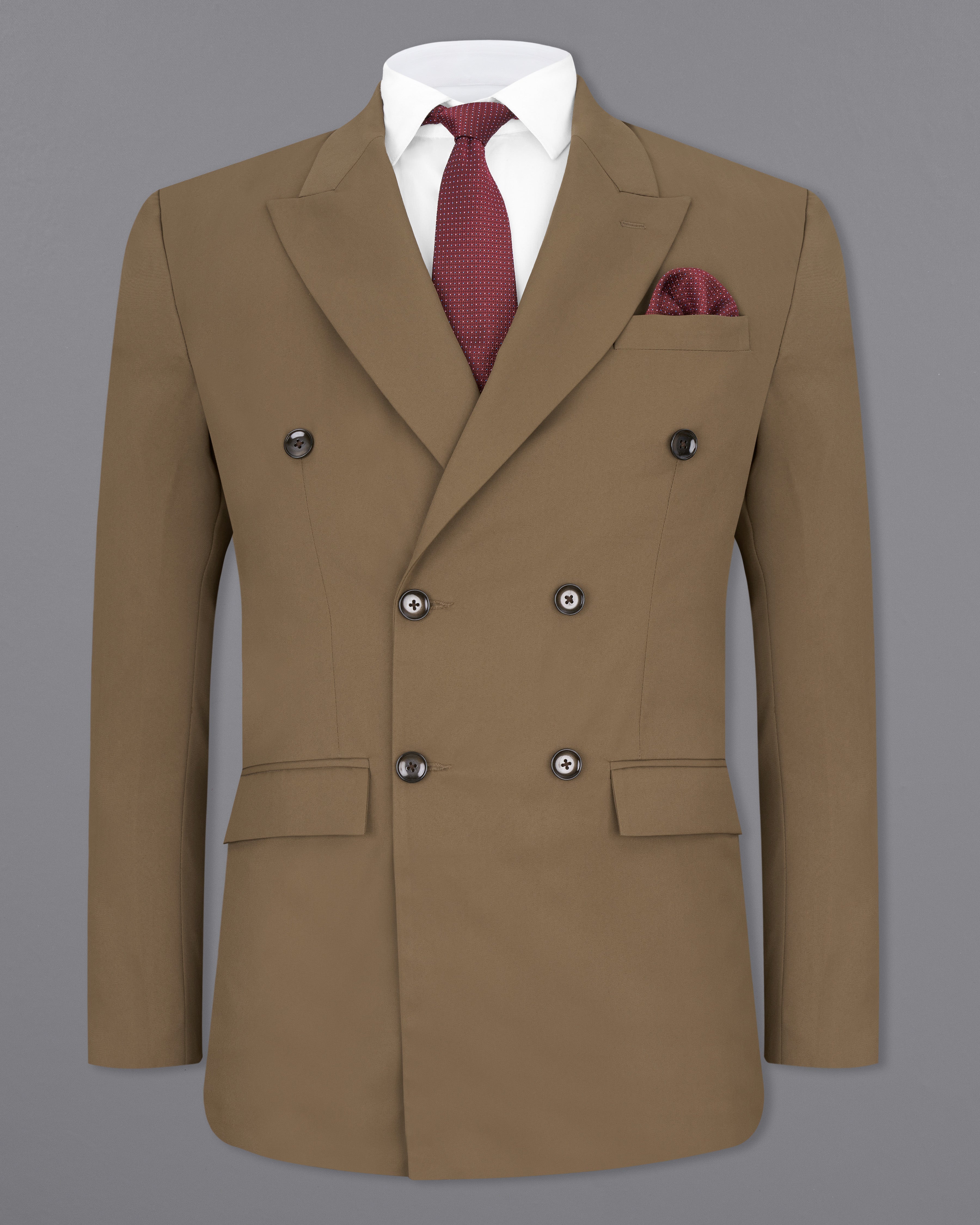 Khaki Brown Double Breasted Blazer BL2462-DB-36, BL2462-DB-38, BL2462-DB-40, BL2462-DB-42, BL2462-DB-44, BL2462-DB-46, BL2462-DB-48, BL2462-DB-50, BL2462-DB-52, BL2462-DB-54, BL2462-DB-56, BL2462-DB-58, BL2462-DB-60	