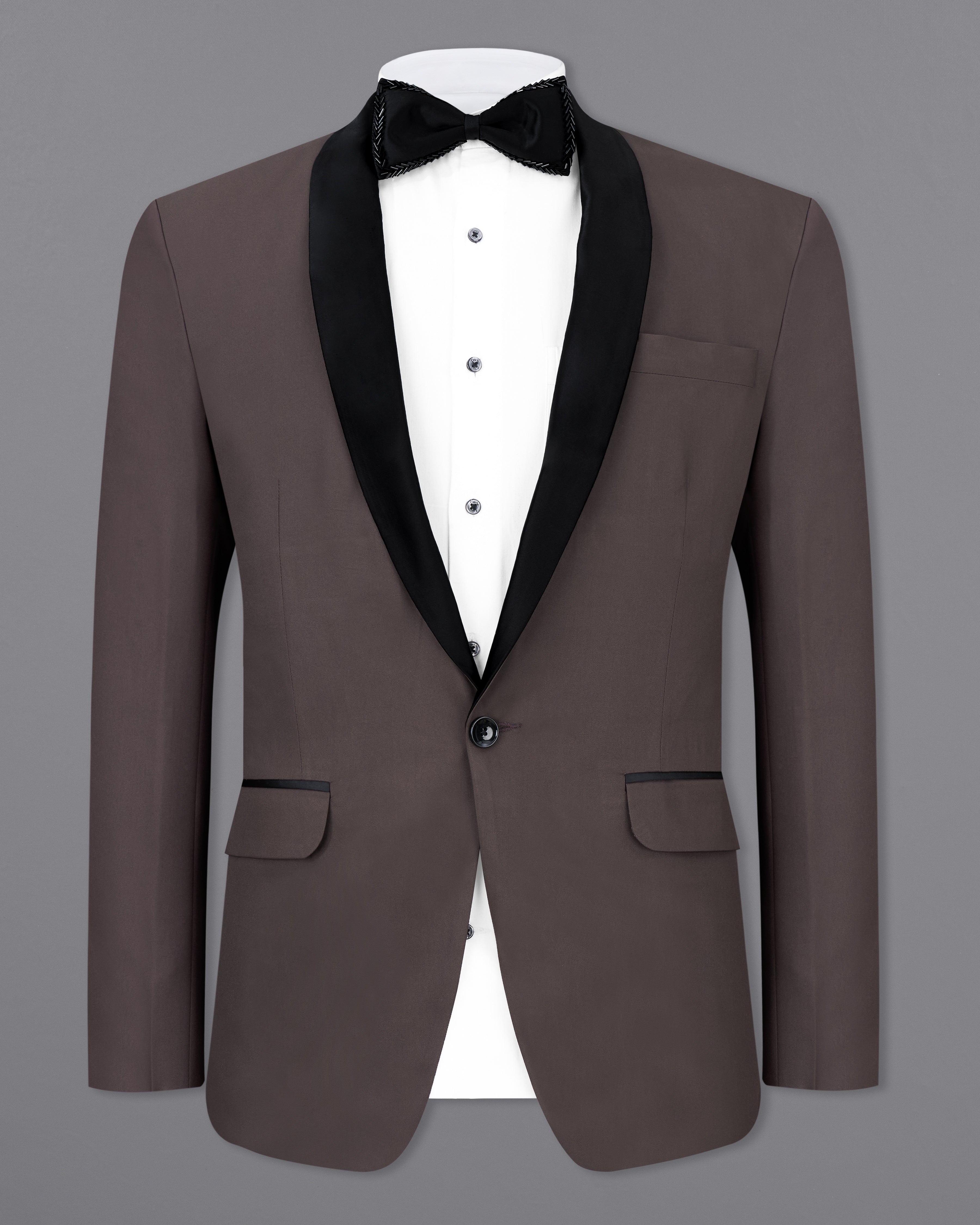 Coffee Brown Tuxedo Blazer BL2470-BKL-36, BL2470-BKL-38, BL2470-BKL-40, BL2470-BKL-42, BL2470-BKL-44, BL2470-BKL-46, BL2470-BKL-48, BL2470-BKL-50, BL2470-BKL-52, BL2470-BKL-54, BL2470-BKL-56, BL2470-BKL-58, BL2470-BKL-60		