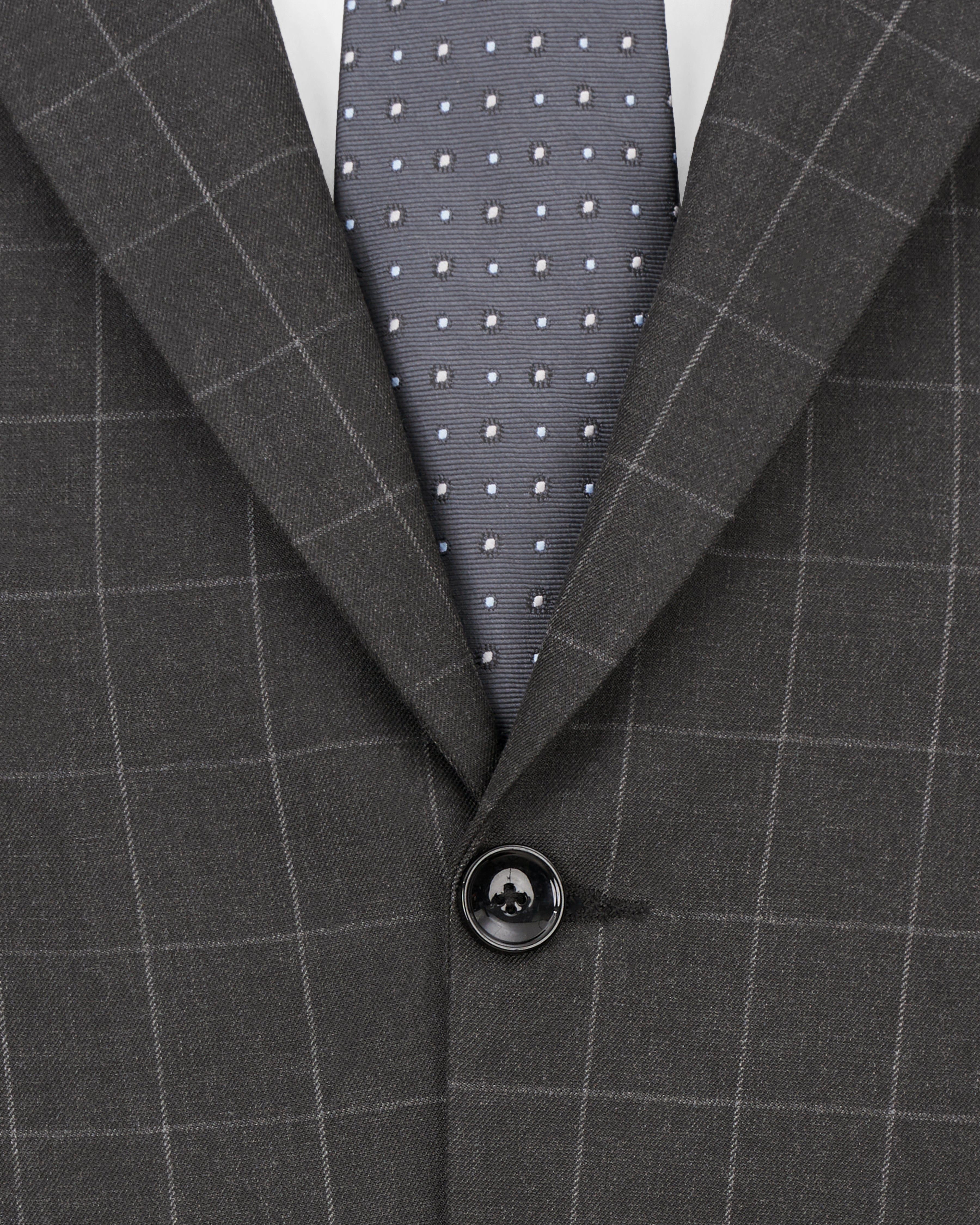 Charcoal Gray Windowpane Single Breasted Blazer ,BL2473-SB-36, BL2473-SB-38, BL2473-SB-40, BL2473-SB-42, BL2473-SB-44, BL2473-SB-46, BL2473-SB-48, BL2473-SB-50, BL2473-SB-52, BL2473-SB-54, BL2473-SB-56, BL2473-SB-58, BL2473-SB-60