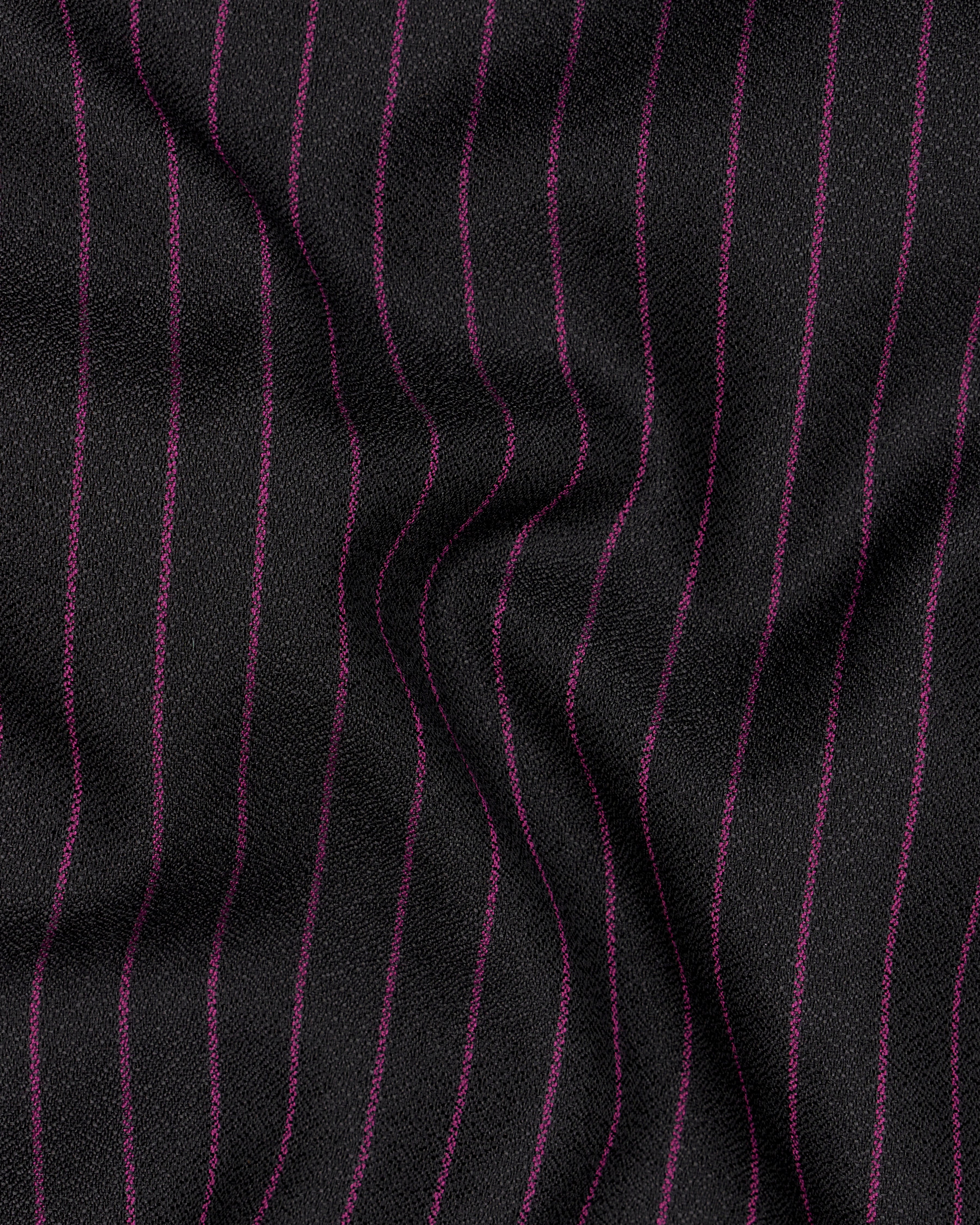 Zeus Black with Dark Mauve Pink Striped Cross-Buttoned Bandhgala Blazer BL2479-CBG-36, BL2479-CBG-38, BL2479-CBG-40, BL2479-CBG-42, BL2479-CBG-44, BL2479-CBG-46, BL2479-CBG-48, BL2479-CBG-50, BL2479-CBG-52, BL2479-CBG-54, BL2479-CBG-56, BL2479-CBG-58, BL2479-CBG-60