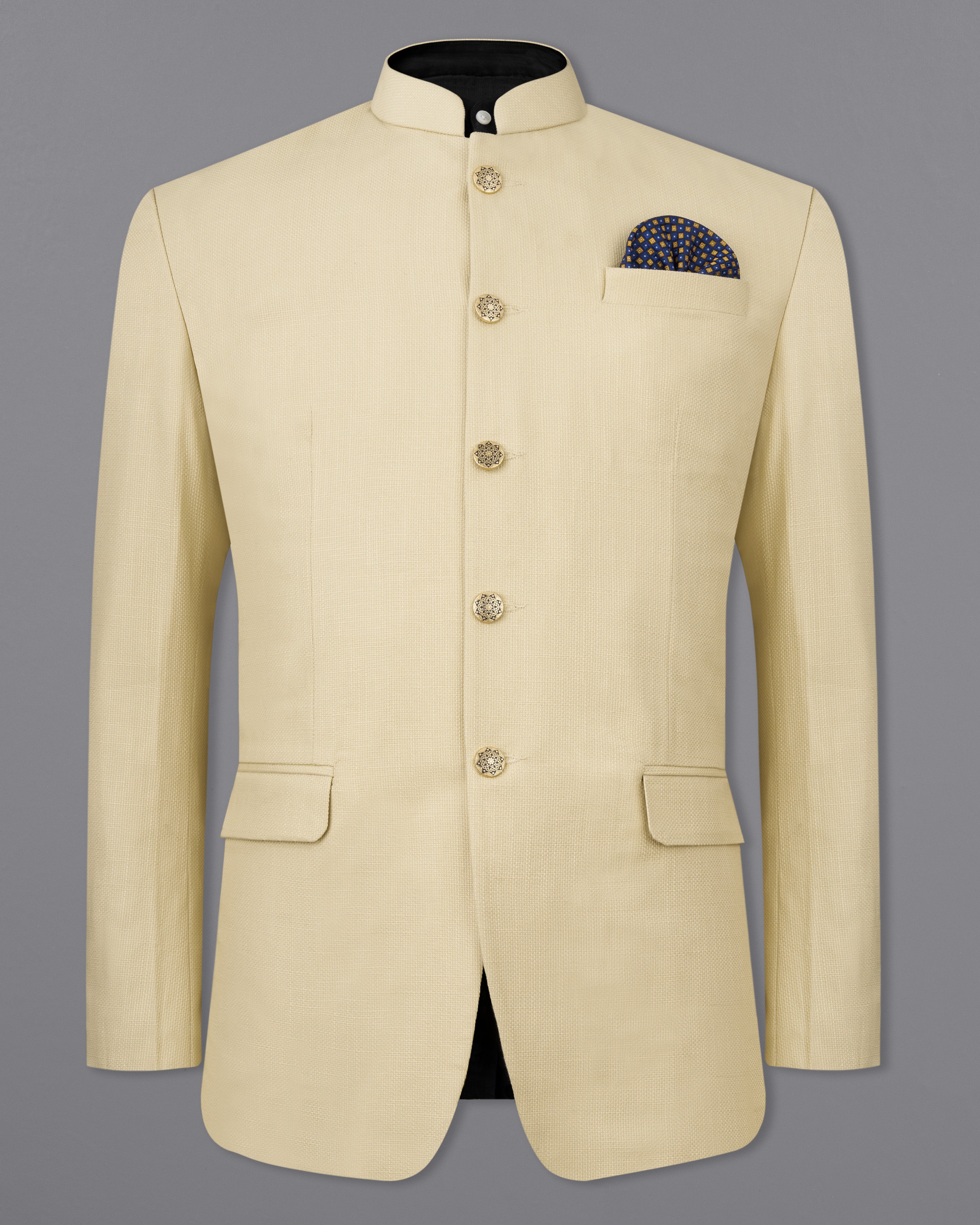 Hampton Beige Premium Cotton Bandhgala Blazer BL2481-BG-36, BL2481-BG-38, BL2481-BG-40, BL2481-BG-42, BL2481-BG-44, BL2481-BG-46, BL2481-BG-48, BL2481-BG-50, BL2481-BG-52, BL2481-BG-54, BL2481-BG-56, BL2481-BG-58, BL2481-BG-60