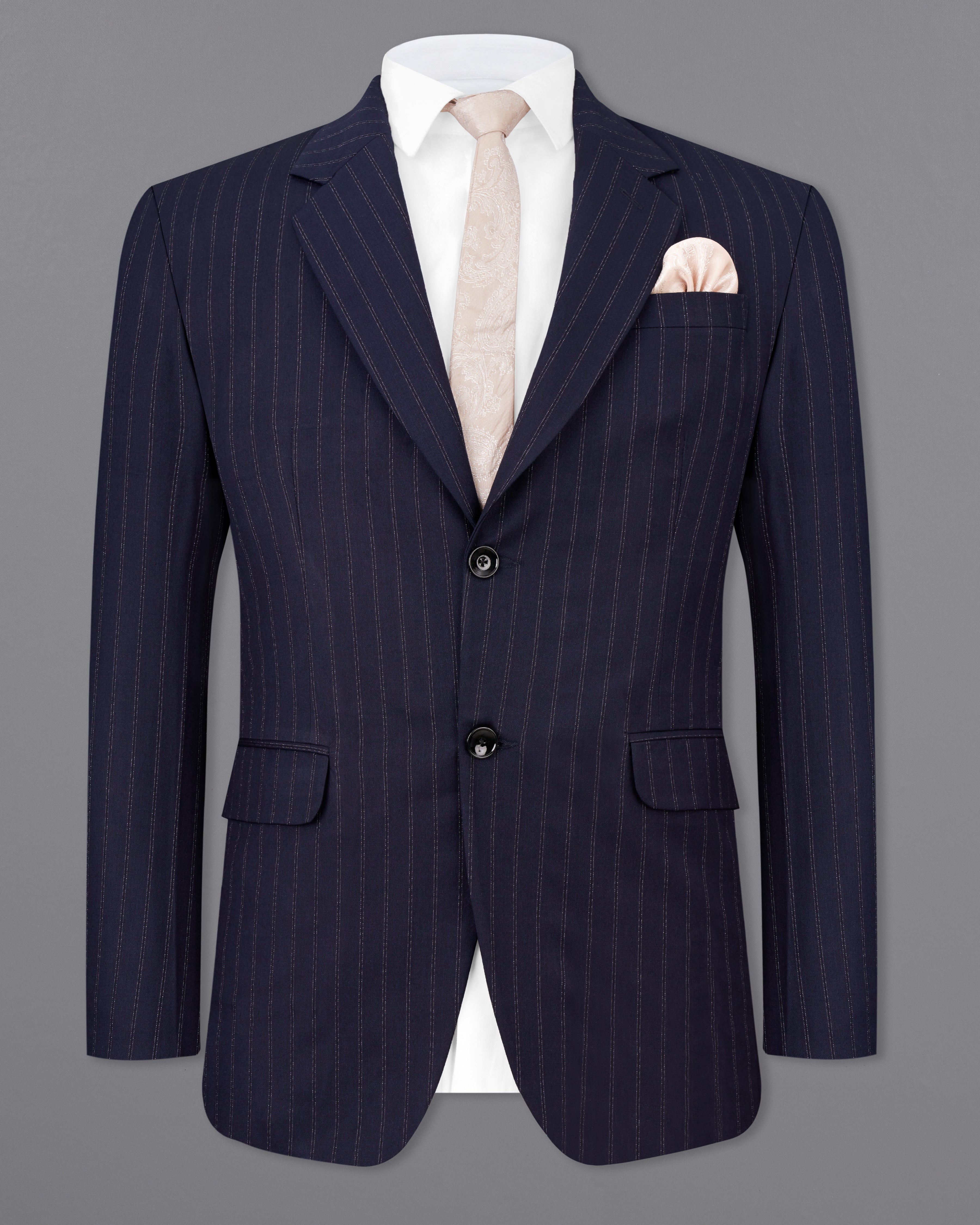 Mirage Navy Blue Striped Blazer BL2486-SB-36, BL2486-SB-38, BL2486-SB-40, BL2486-SB-42, BL2486-SB-44, BL2486-SB-46, BL2486-SB-48, BL2486-SB-50, BL2486-SB-52, BL2486-SB-54, BL2486-SB-56, BL2486-SB-58, BL2486-SB-60