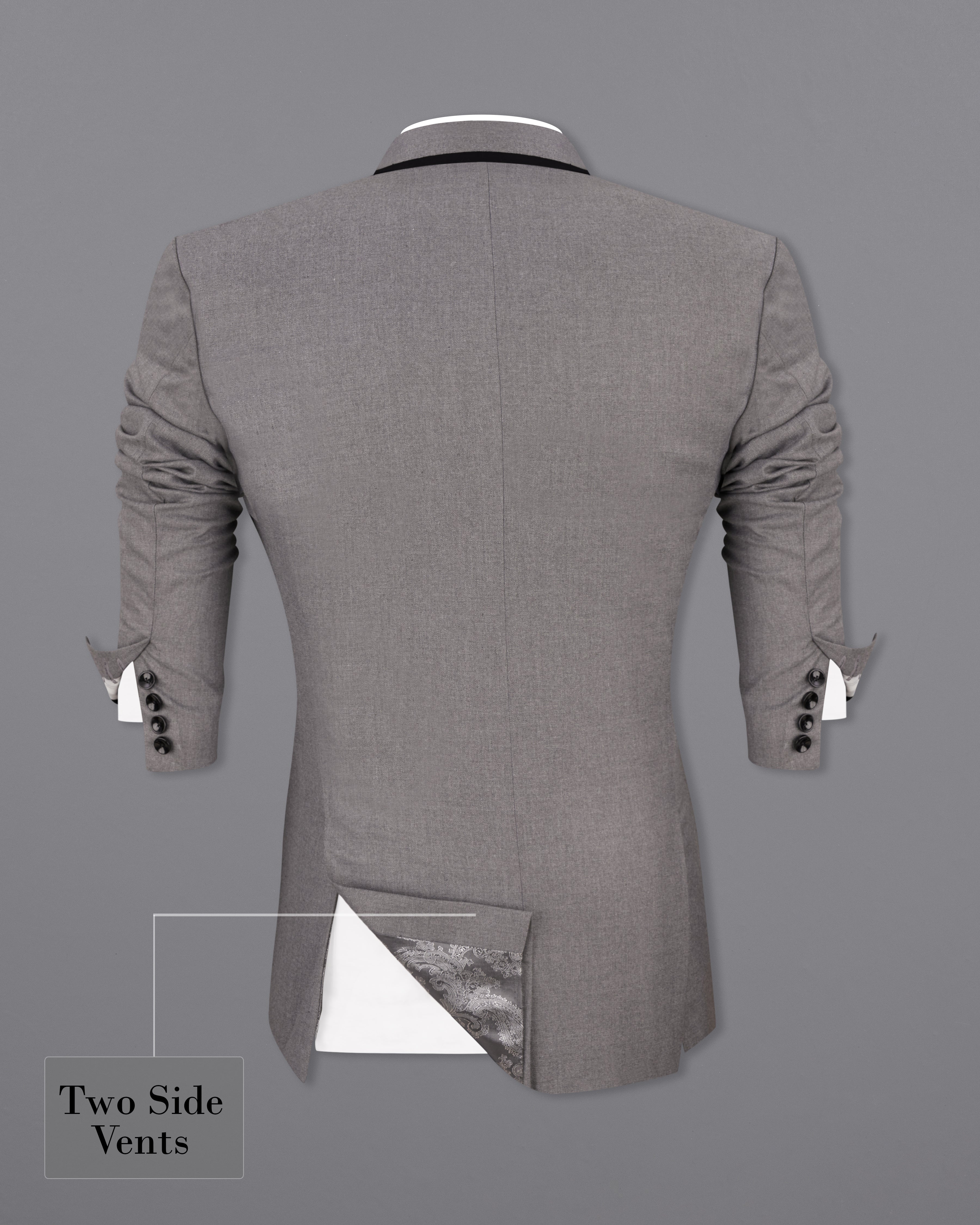 Feroda Gray with Black Piping Work Wool Rich Designer Blazer BL2506-SB-D256-36, BL2506-SB-D256-38, BL2506-SB-D256-40, BL2506-SB-D256-42, BL2506-SB-D256-44, BL2506-SB-D256-46, BL2506-SB-D256-48, BL2506-SB-D256-50, BL2506-SB-D256-52, BL2506-SB-D256-54, BL2506-SB-D256-56, BL2506-SB-D256-58, BL2506-SB-D256-60