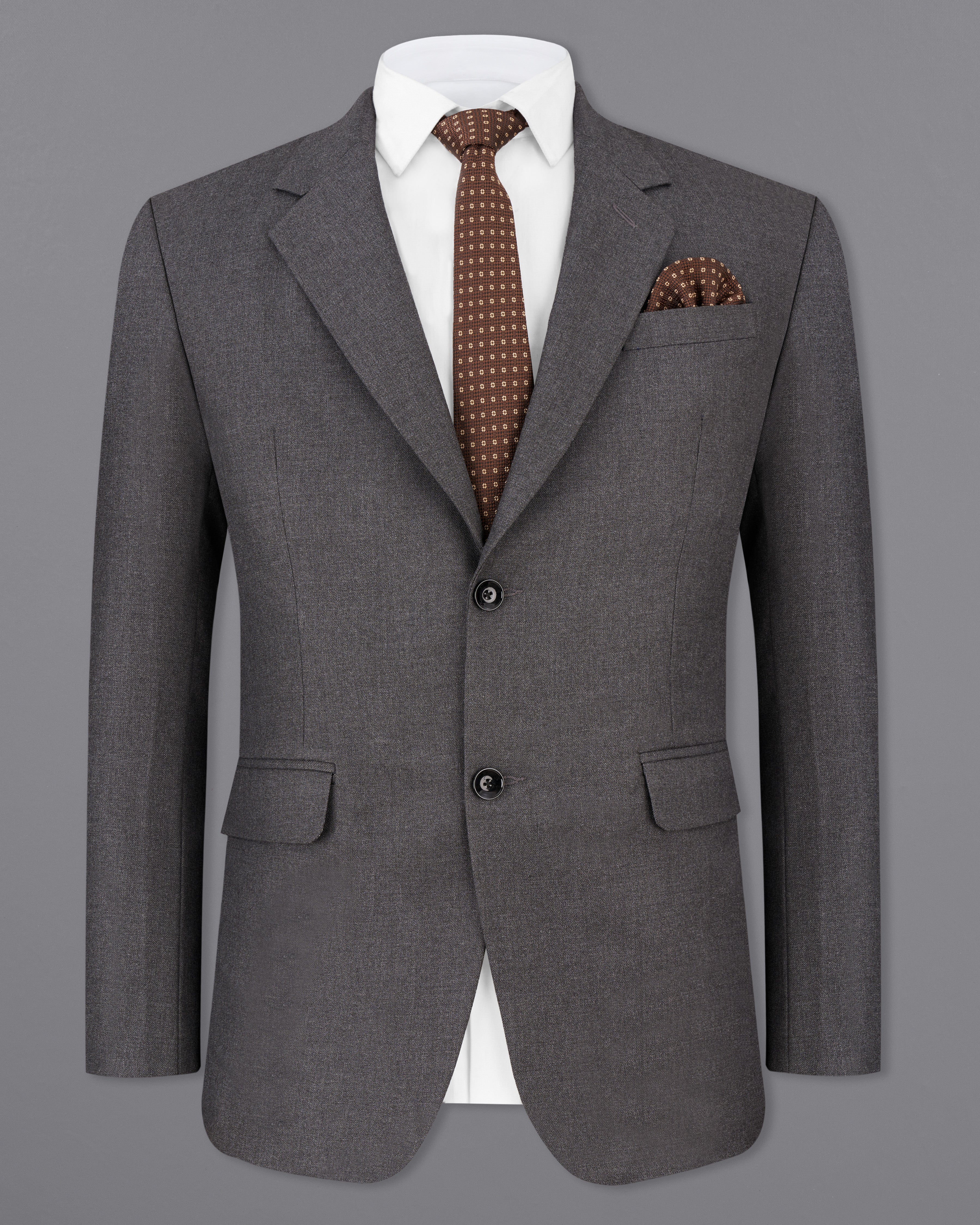 Gravel Gray Wool Rich Single Breasted Blazer BL2507-SB-36, BL2507-SB-38, BL2507-SB-40, BL2507-SB-42, BL2507-SB-44, BL2507-SB-46, BL2507-SB-48, BL2507-SB-50, BL2507-SB-52, BL2507-SB-54, BL2507-SB-56, BL2507-SB-58, BL2507-SB-60