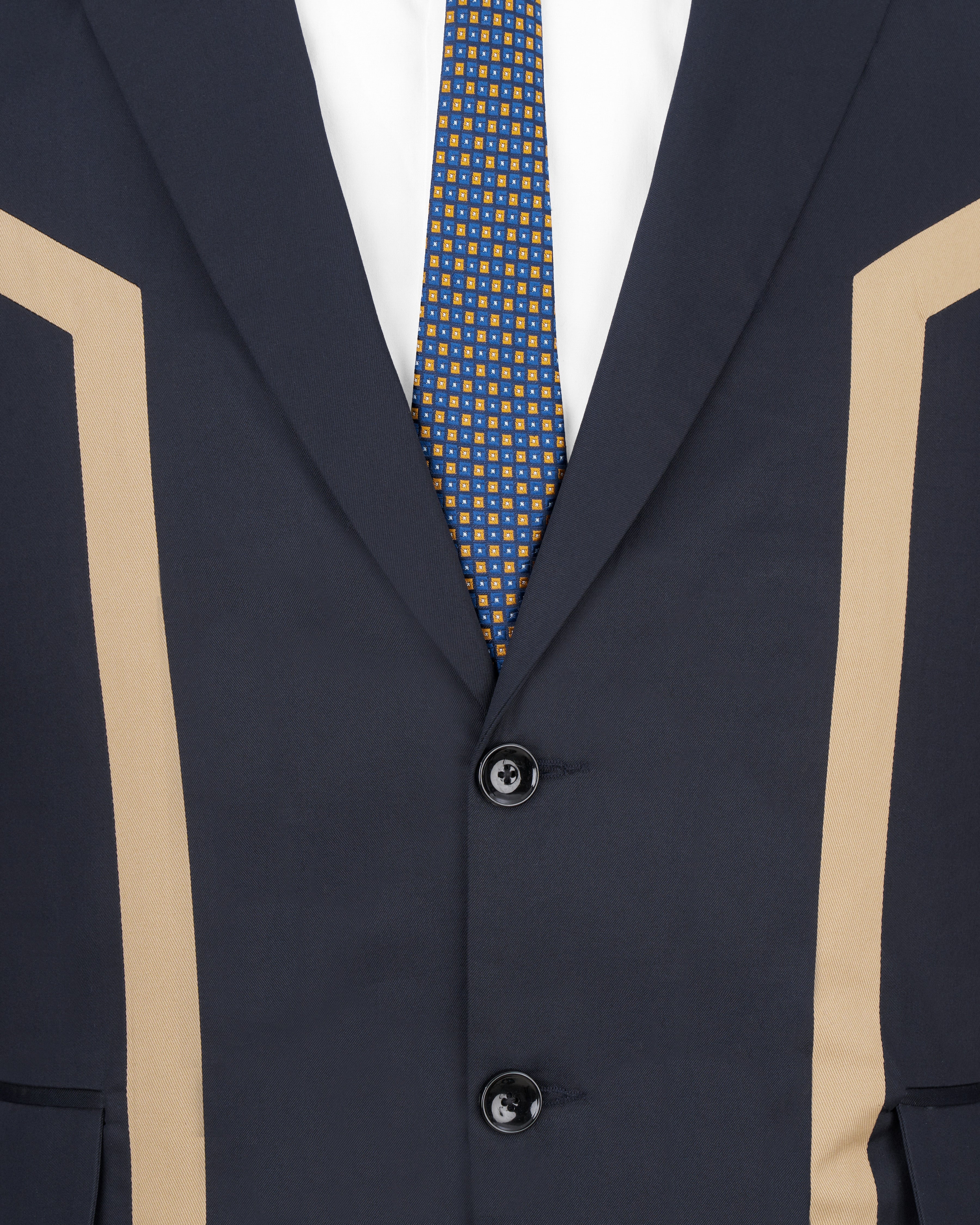 Thunder Navy Blue with Brown Patch Work Premium Cotton Designer Blazer BL2509-SB-D229-36, BL2509-SB-D229-38, BL2509-SB-D229-40, BL2509-SB-D229-42, BL2509-SB-D229-44, BL2509-SB-D229-46, BL2509-SB-D229-48, BL2509-SB-D229-50, BL2509-SB-D229-52, BL2509-SB-D229-54, BL2509-SB-D229-56, BL2509-SB-D229-58, BL2509-SB-D229-60