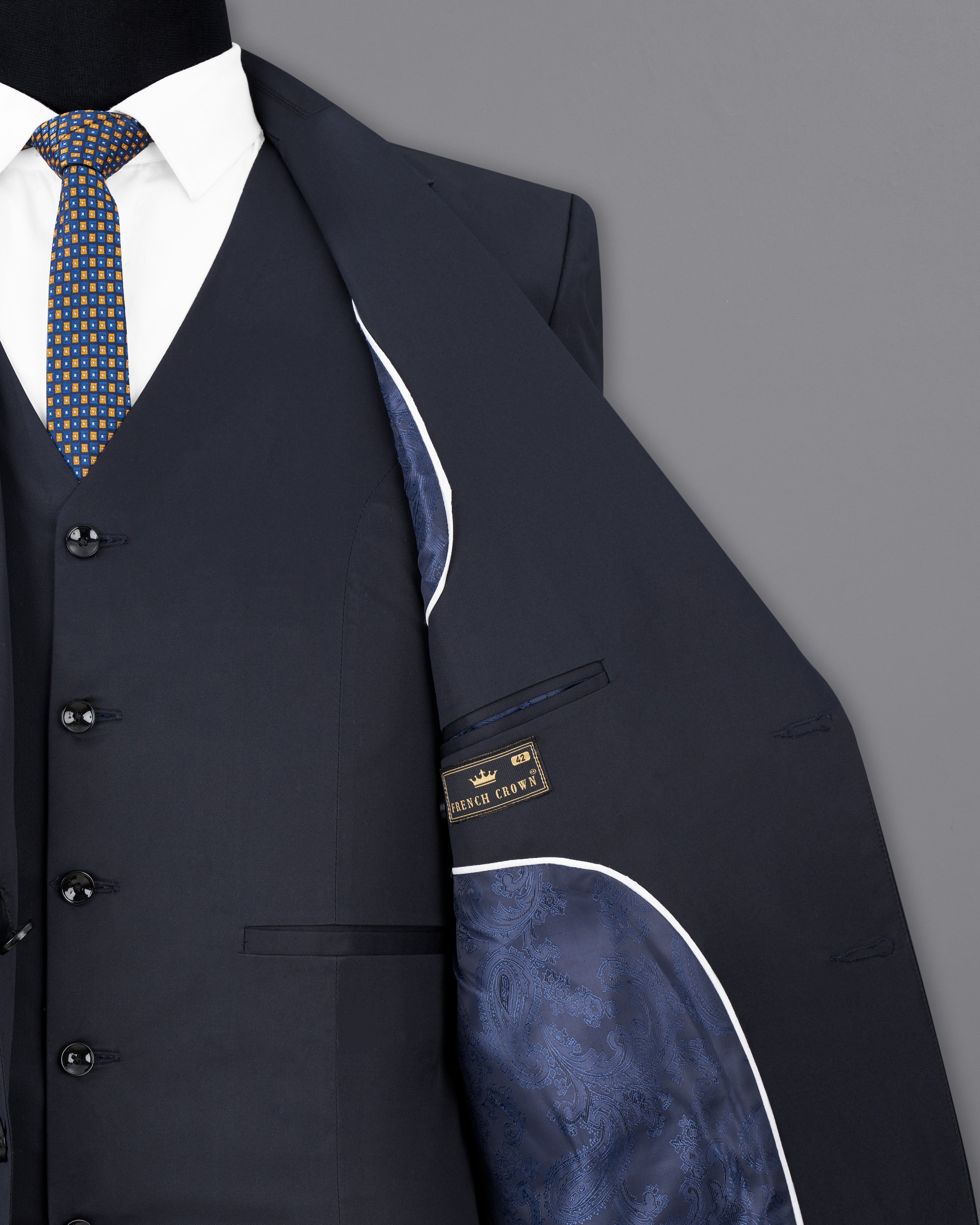 Thunder Navy Blue with Brown Patch Work Premium Cotton Designer Blazer BL2509-SB-D229-36, BL2509-SB-D229-38, BL2509-SB-D229-40, BL2509-SB-D229-42, BL2509-SB-D229-44, BL2509-SB-D229-46, BL2509-SB-D229-48, BL2509-SB-D229-50, BL2509-SB-D229-52, BL2509-SB-D229-54, BL2509-SB-D229-56, BL2509-SB-D229-58, BL2509-SB-D229-60