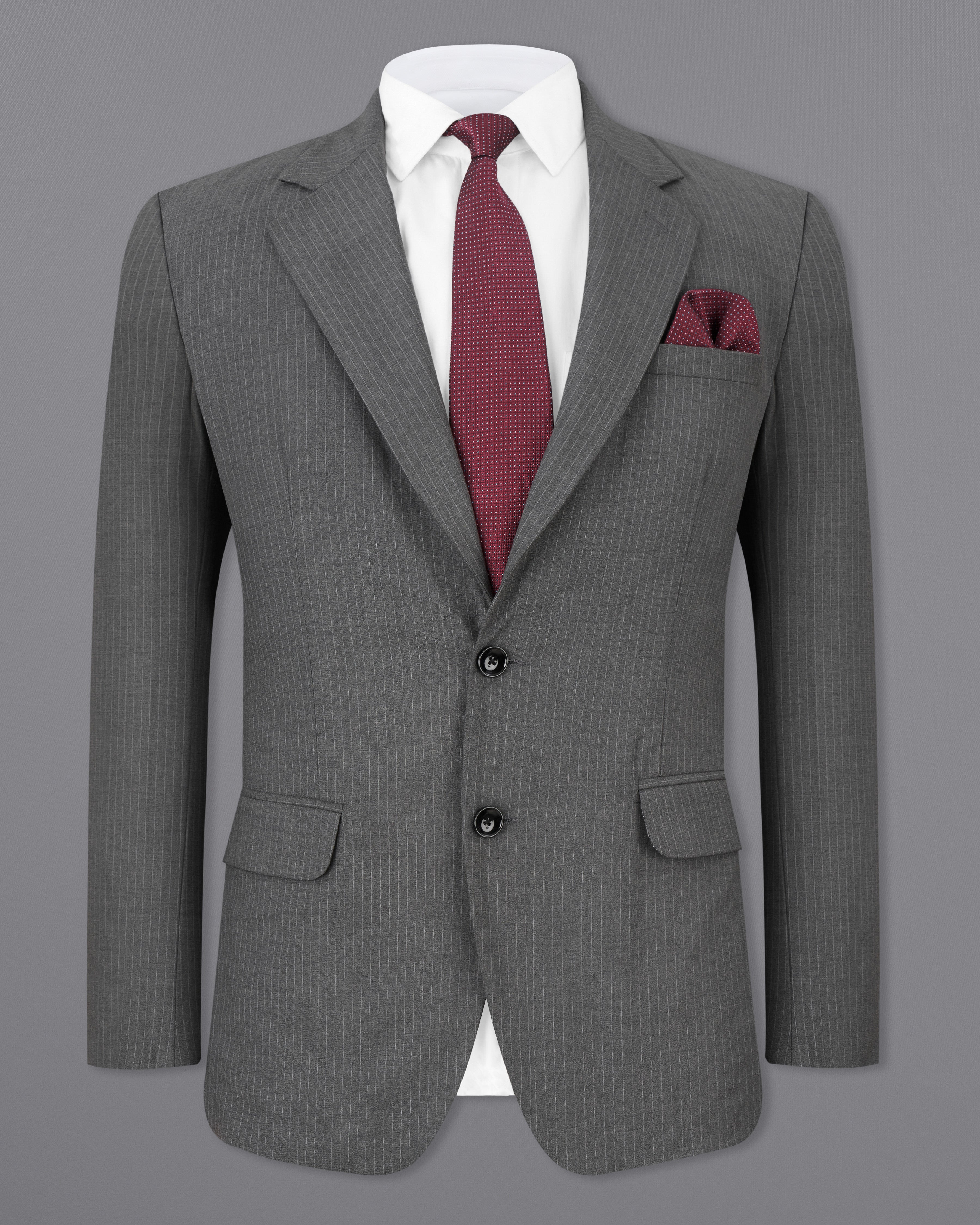 Ironside Gray Striped Single Breasted Blazer BL2538-SB-36, BL2538-SB-38, BL2538-SB-40, BL2538-SB-42, BL2538-SB-44, BL2538-SB-46, BL2538-SB-48, BL2538-SB-50, BL2538-SB-53, BL2538-SB-54, BL2538-SB-56, BL2538-SB-58, BL2538-SB-60