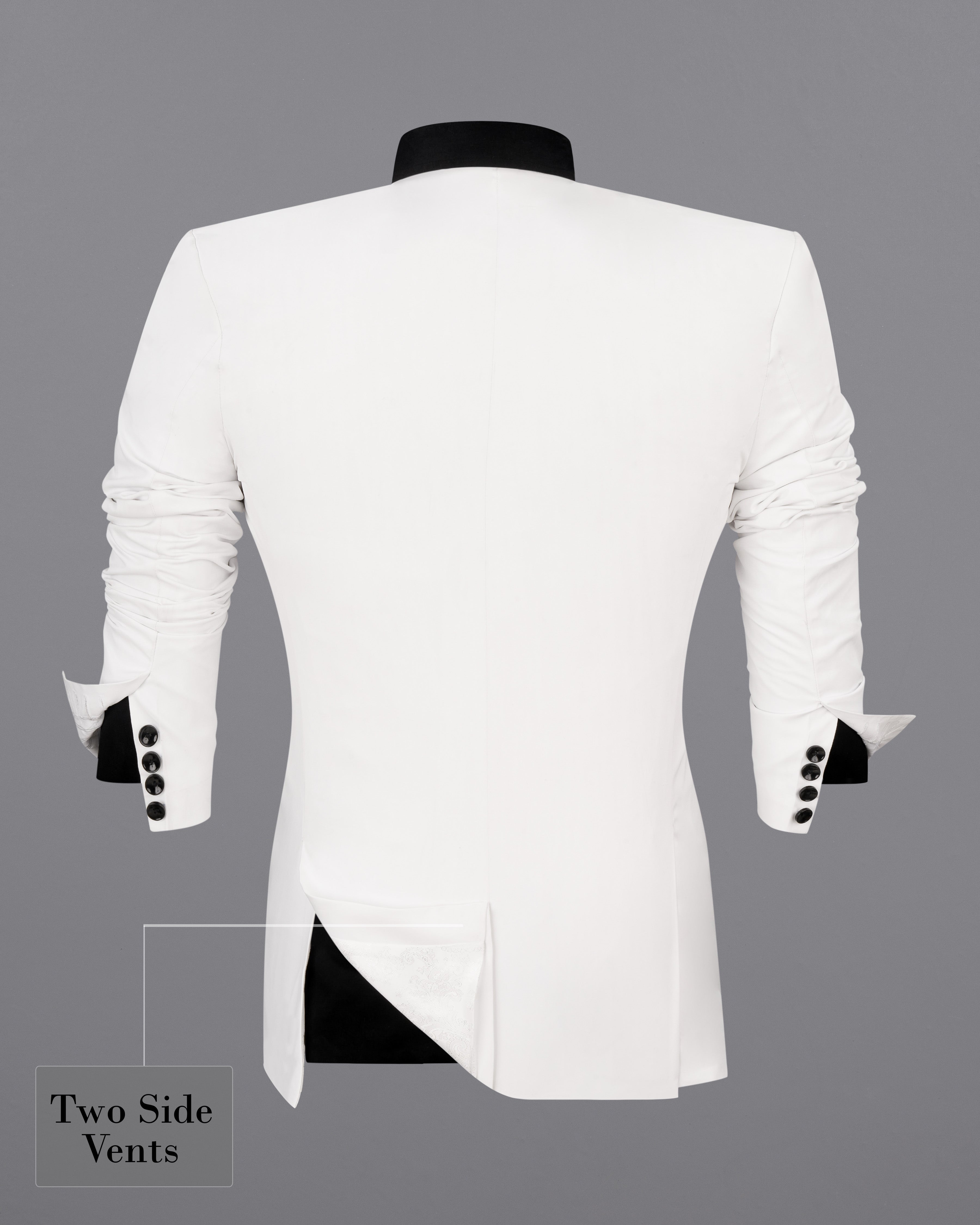 Bright White No Lapel Designer Blazer BL2545-D252-36, BL2545-D252-38, BL2545-D252-40, BL2545-D252-42, BL2545-D252-44, BL2545-D252-46, BL2545-D252-48, BL2545-D252-50, BL2545-D252-52, BL2545-D252-54, BL2545-D252-56, BL2545-D252-58, BL2545-D252-60