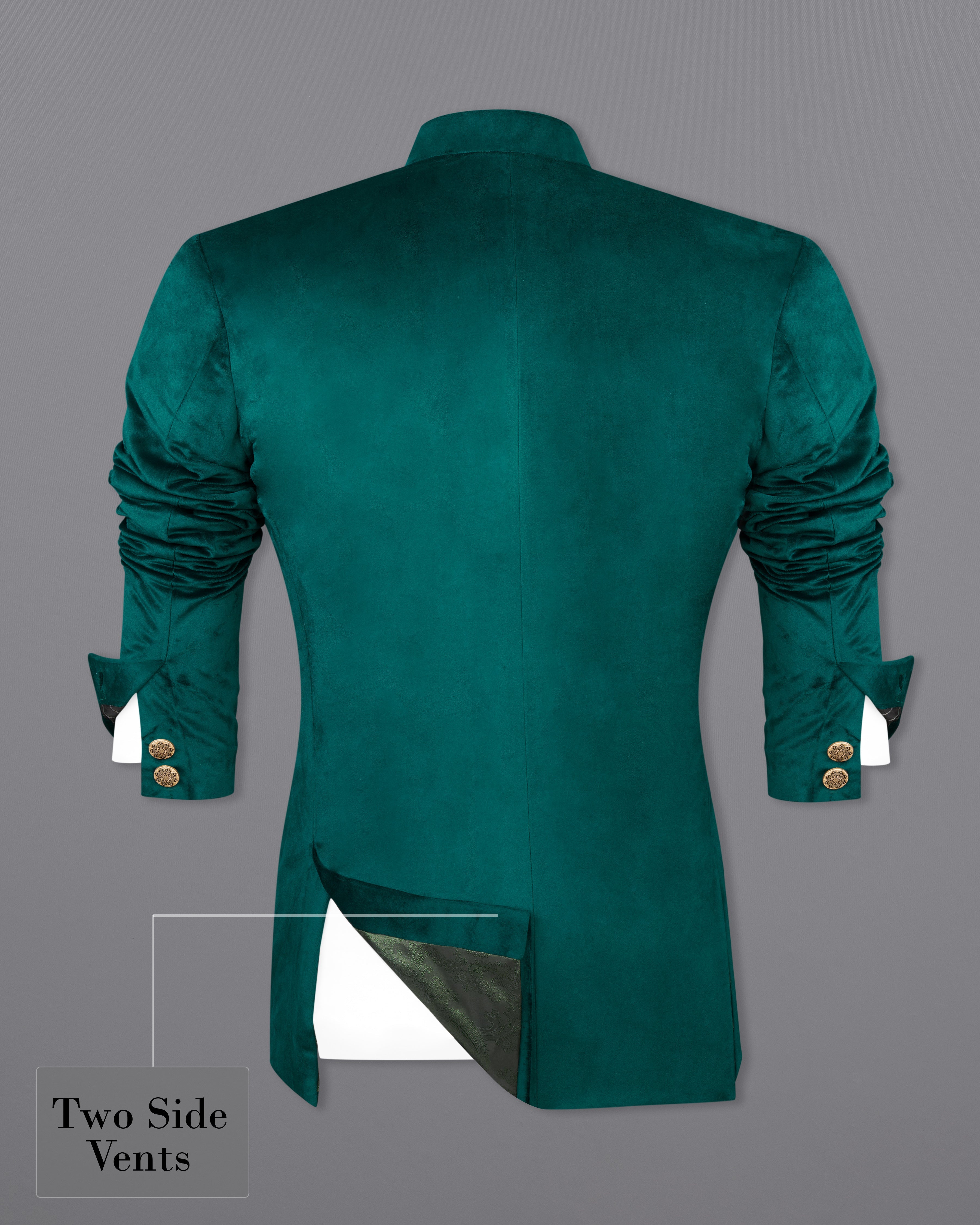 Burnham Green Bandhgala Velvet Blazer BL2575-BG-36,BL2575-BG-38,BL2575-BG-40,BL2575-BG-42,BL2575-BG-44,BL2575-BG-46,BL2575-BG-48,BL2575-BG-50,,BL2575-BG-52,BL2575-BG-54,BL2575-BG-56,BL2575-BG-58,BL2575-BG-60