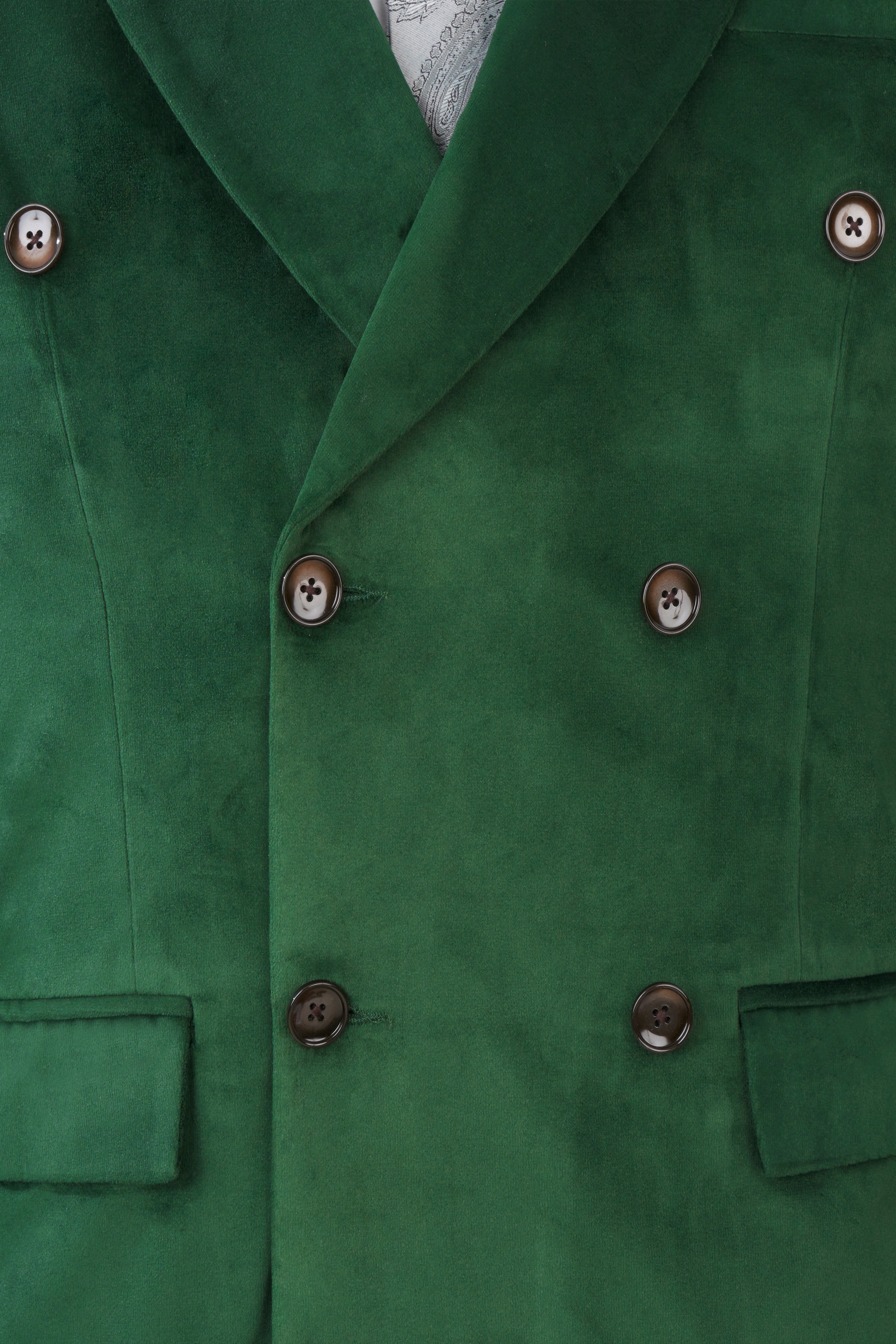 Phthalo Green Double Breasted Velvet Blazer