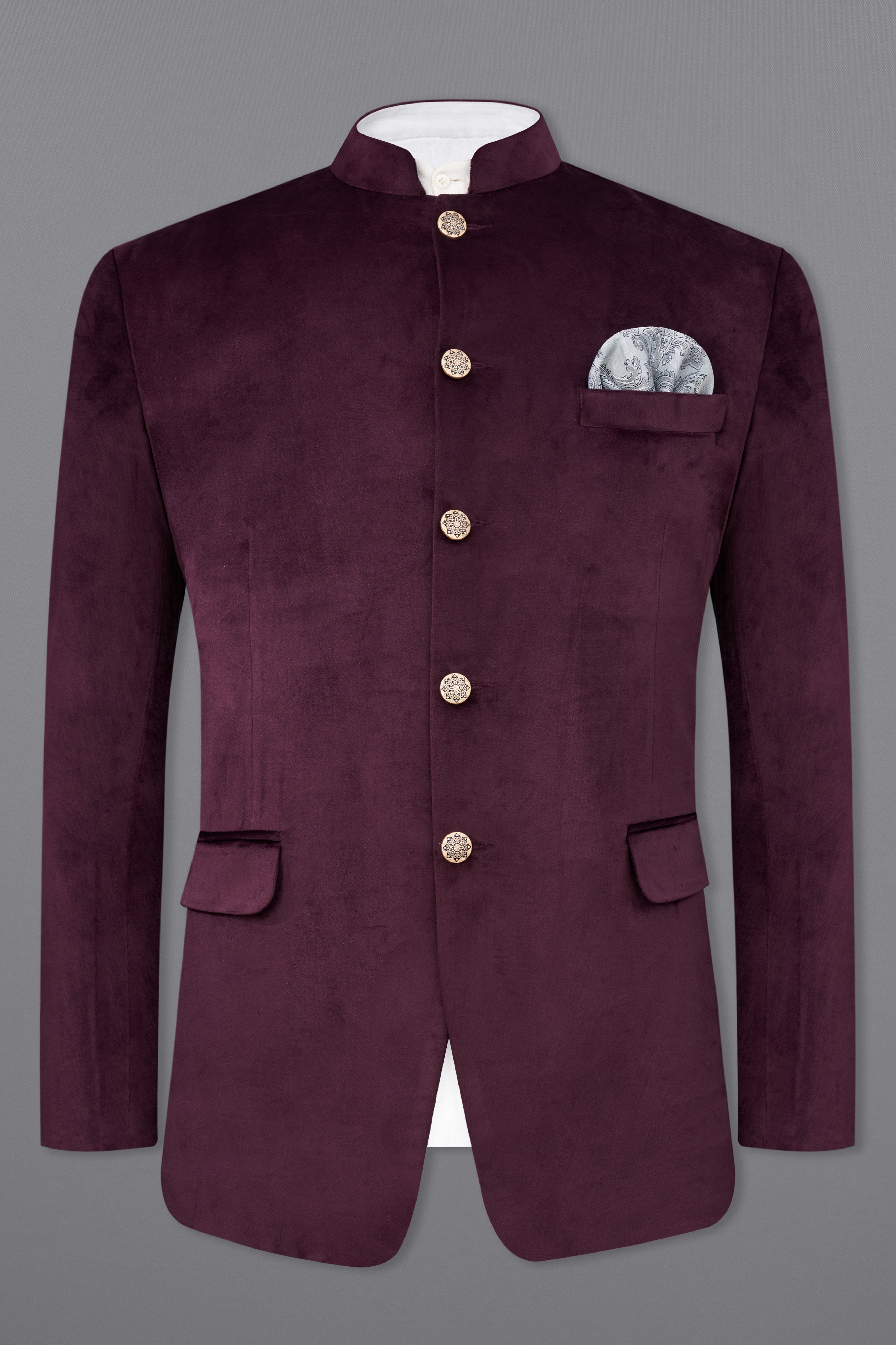 Eclipse Purple Bandhgala Velvet Blazer