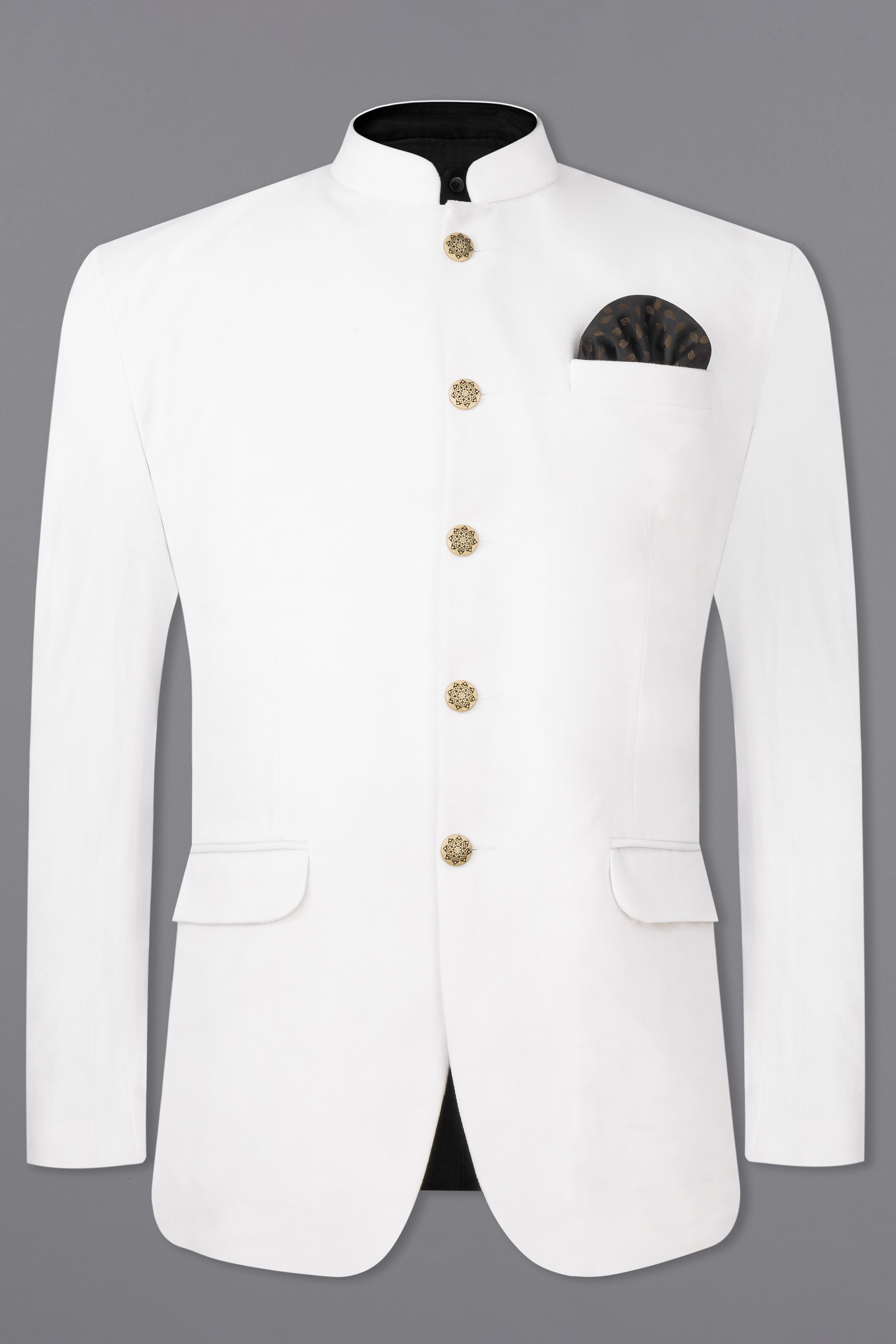 Bright White Bandhgala Velvet Blazer