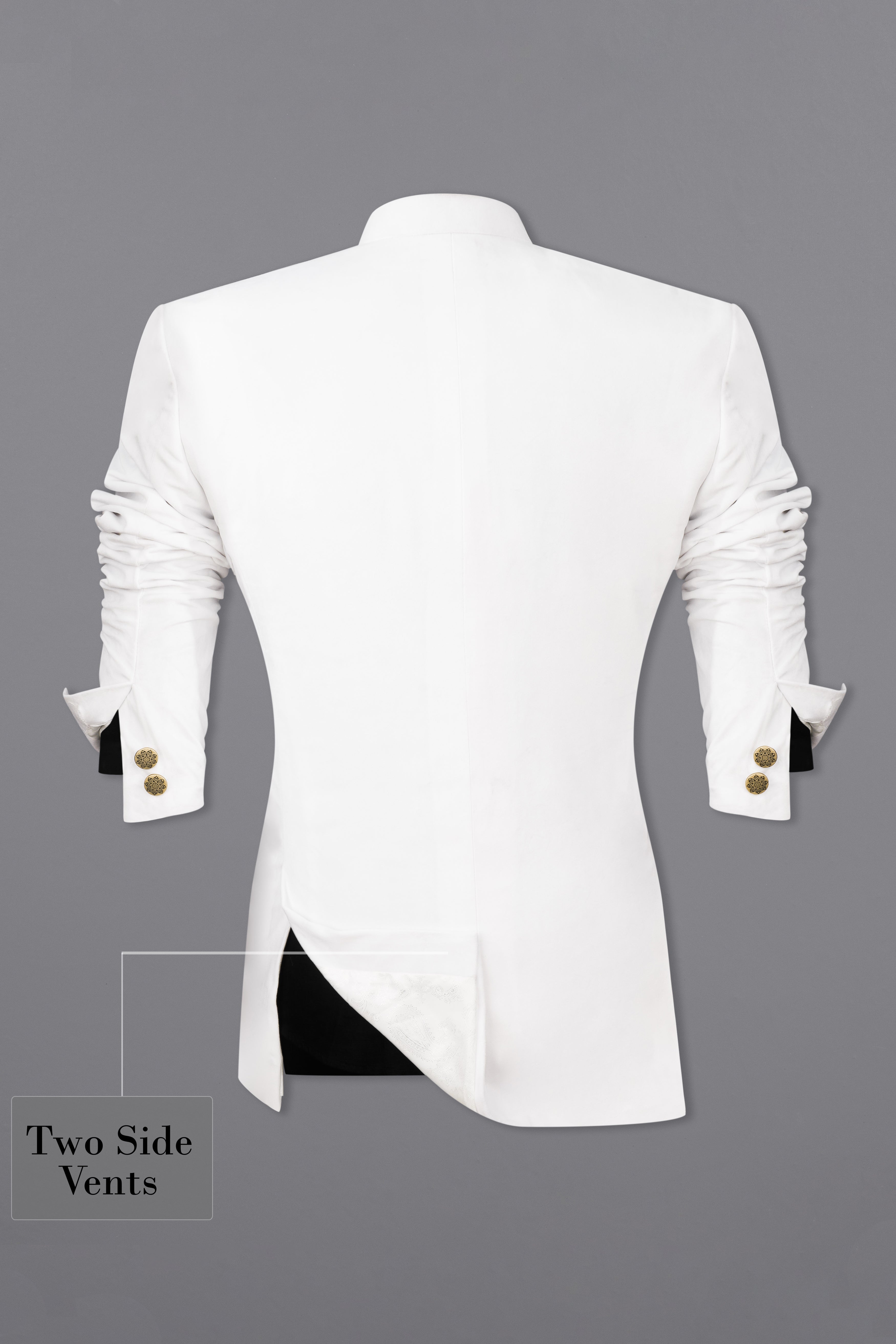 Bright White Bandhgala Velvet Blazer