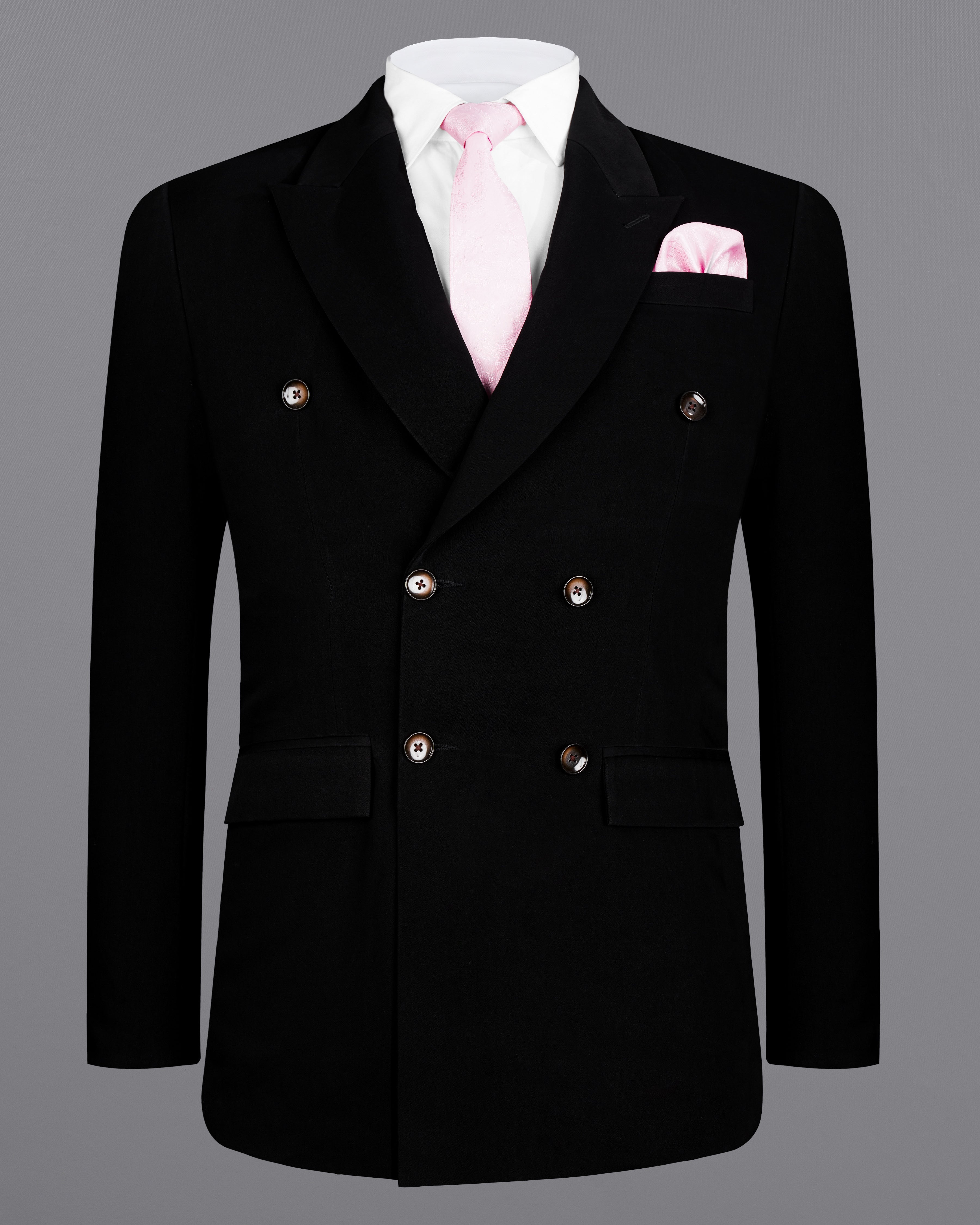 Korean Black (The Best Black We Have) Double Breasted Blazer BL2609-DB-36, BL2609-DB-38, BL2609-DB-40, BL2609-DB-42, BL2609-DB-44, BL2609-DB-46, BL2609-DB-48, BL2609-DB-50, BL2609-DB-52, BL2609-DB-54, BL2609-DB-56, BL2609-DB-58, BL2609-DB-60