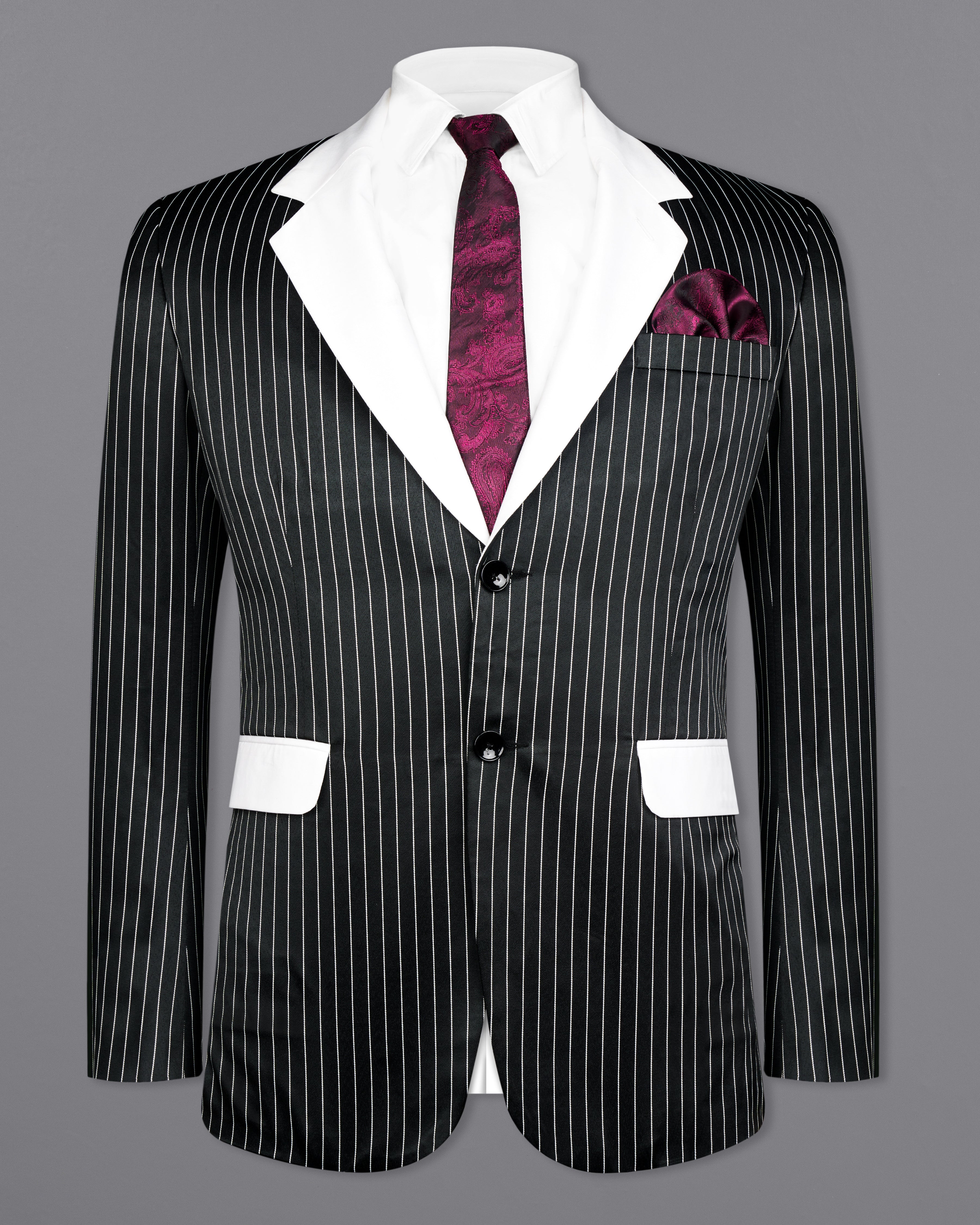 Jade Black and White Striped Designer Blazer BL2612-SB-D96-36, BL2612-SB-D96-38, BL2612-SB-D96-40, BL2612-SB-D96-42, BL2612-SB-D96-44, BL2612-SB-D96-46, BL2612-SB-D96-48, BL2612-SB-D96-50, BL2612-SB-D96-52, BL2612-SB-D96-54, BL2612-SB-D96-56, BL2612-SB-D96-58, BL2612-SB-D96-60