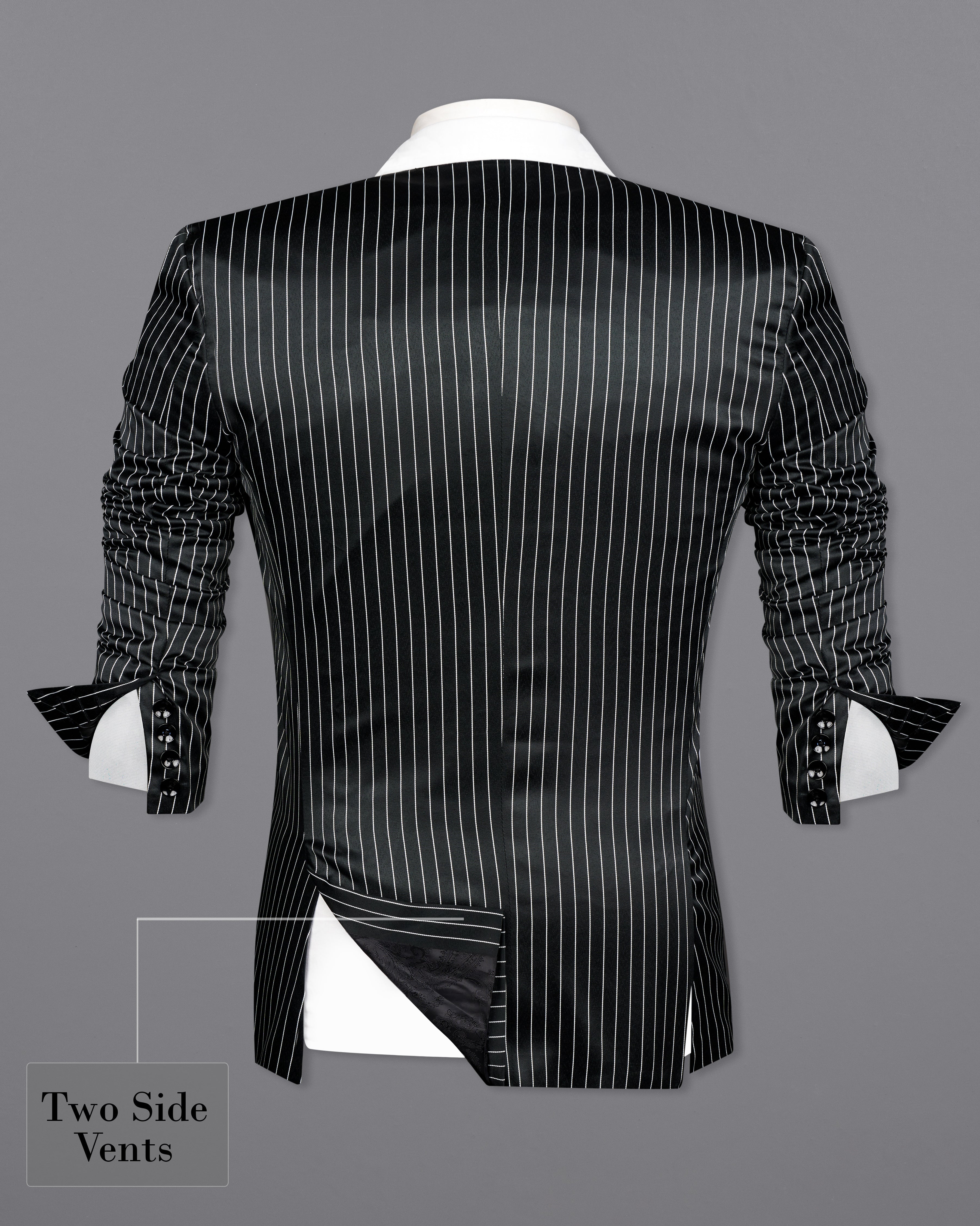 Jade Black and White Striped Designer Blazer BL2612-SB-D96-36, BL2612-SB-D96-38, BL2612-SB-D96-40, BL2612-SB-D96-42, BL2612-SB-D96-44, BL2612-SB-D96-46, BL2612-SB-D96-48, BL2612-SB-D96-50, BL2612-SB-D96-52, BL2612-SB-D96-54, BL2612-SB-D96-56, BL2612-SB-D96-58, BL2612-SB-D96-60