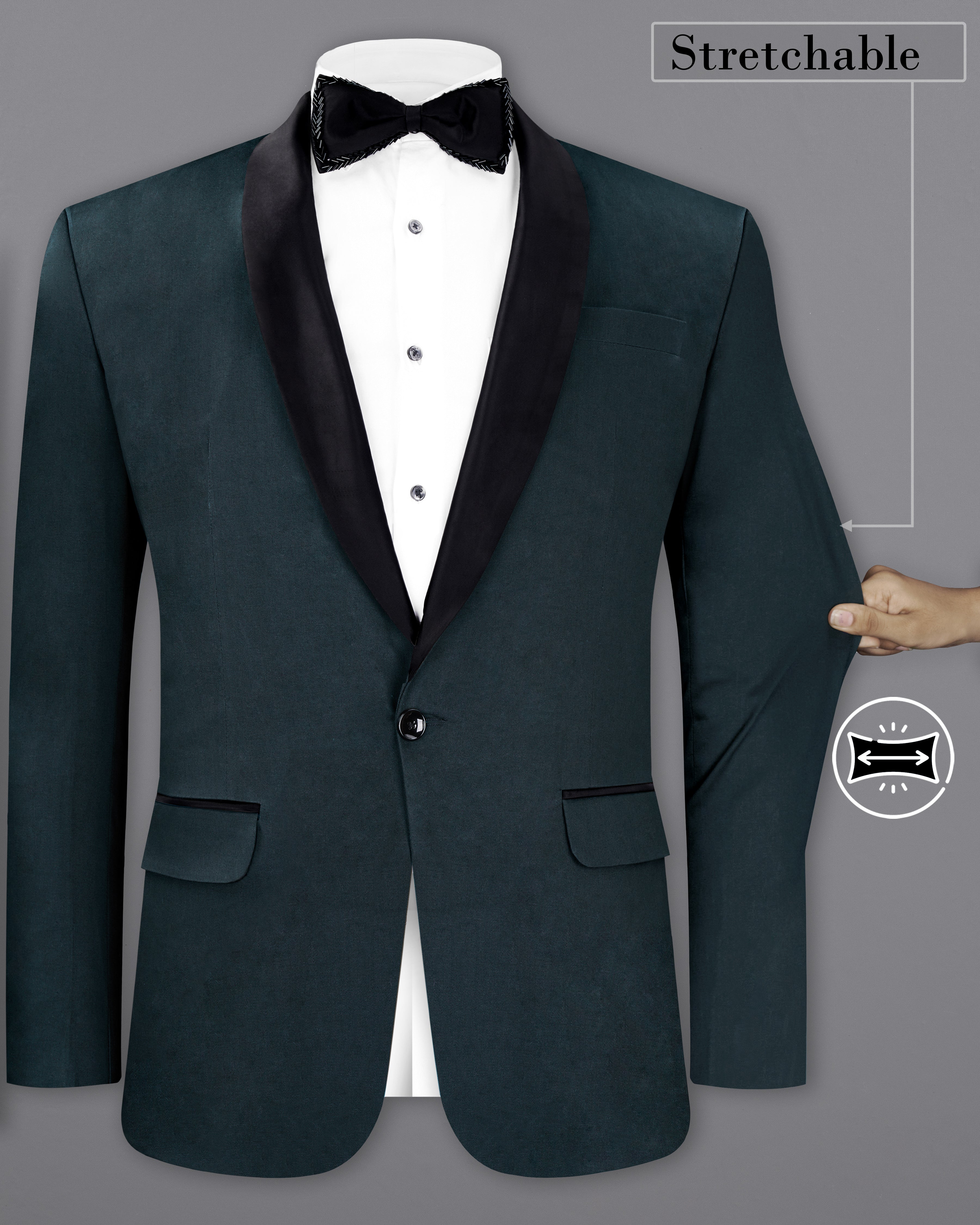 Timber Sea Blue Stretchable Premium Cotton Tuxedo traveler Blazer