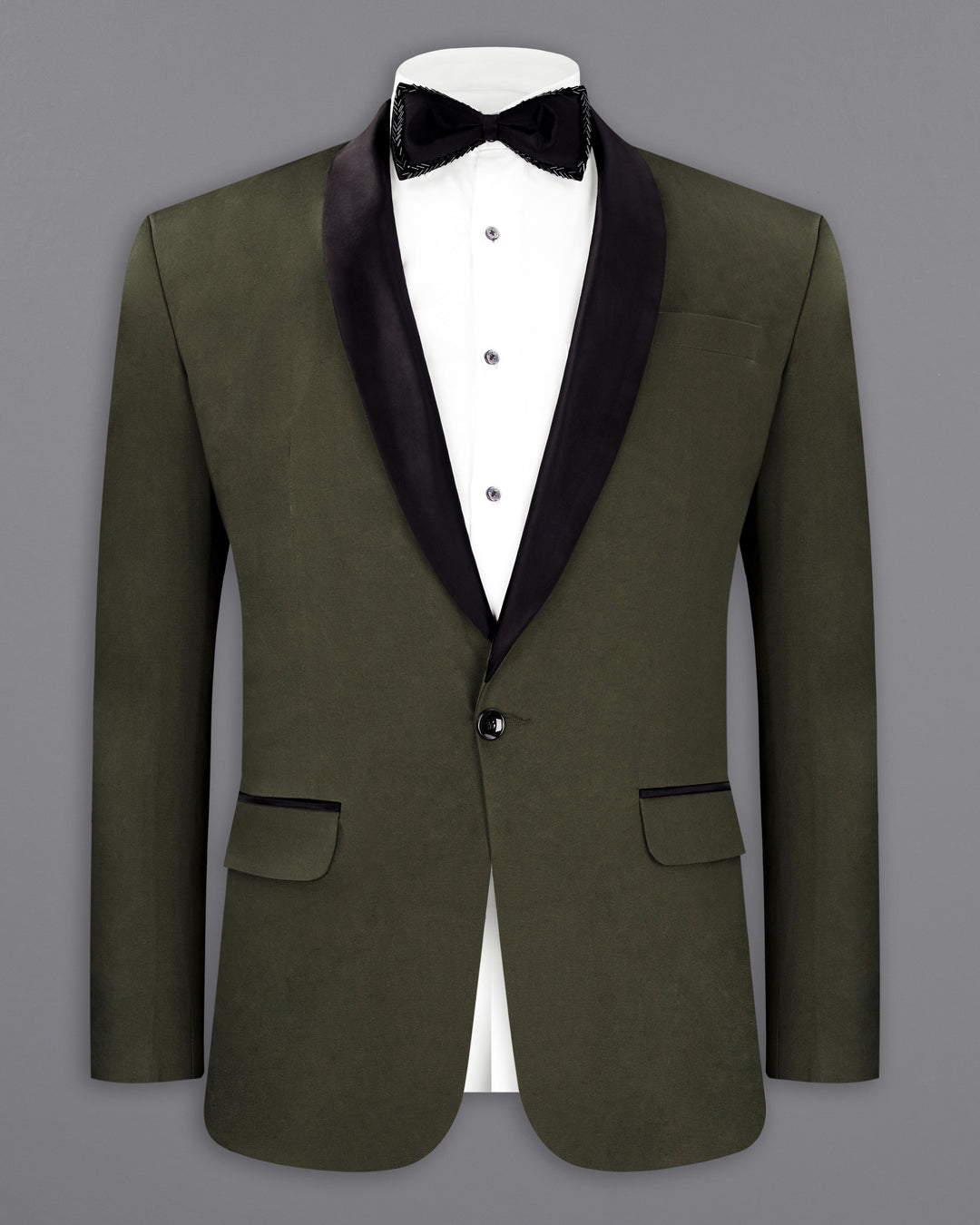 TAUPE GREEN STRETCHABLE PREMIUM COTTON TUXEDO TRAVELER BLAZER