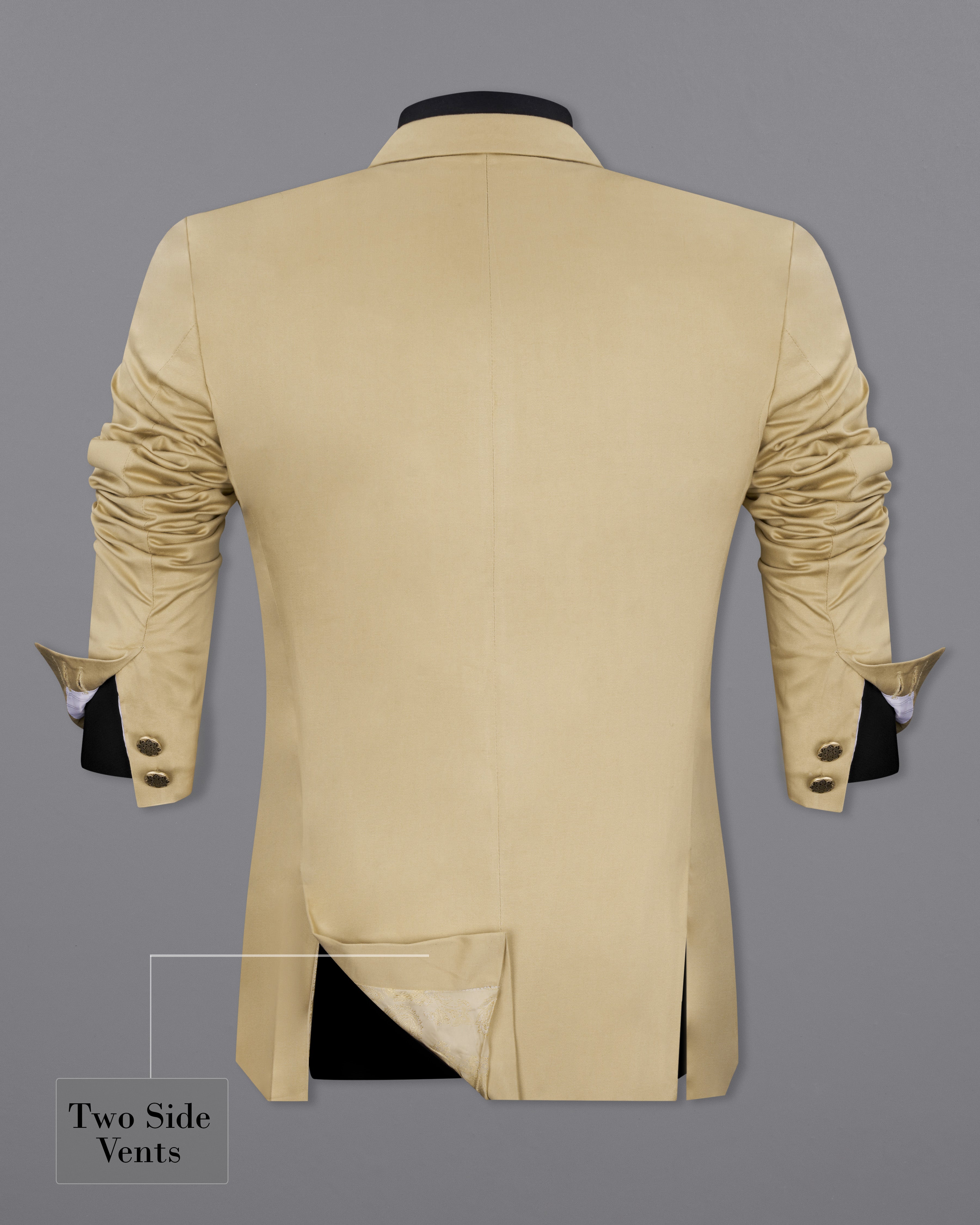 Pavlova Cream Solid Stretchable Premium Cotton Bandhgala traveler Blazer