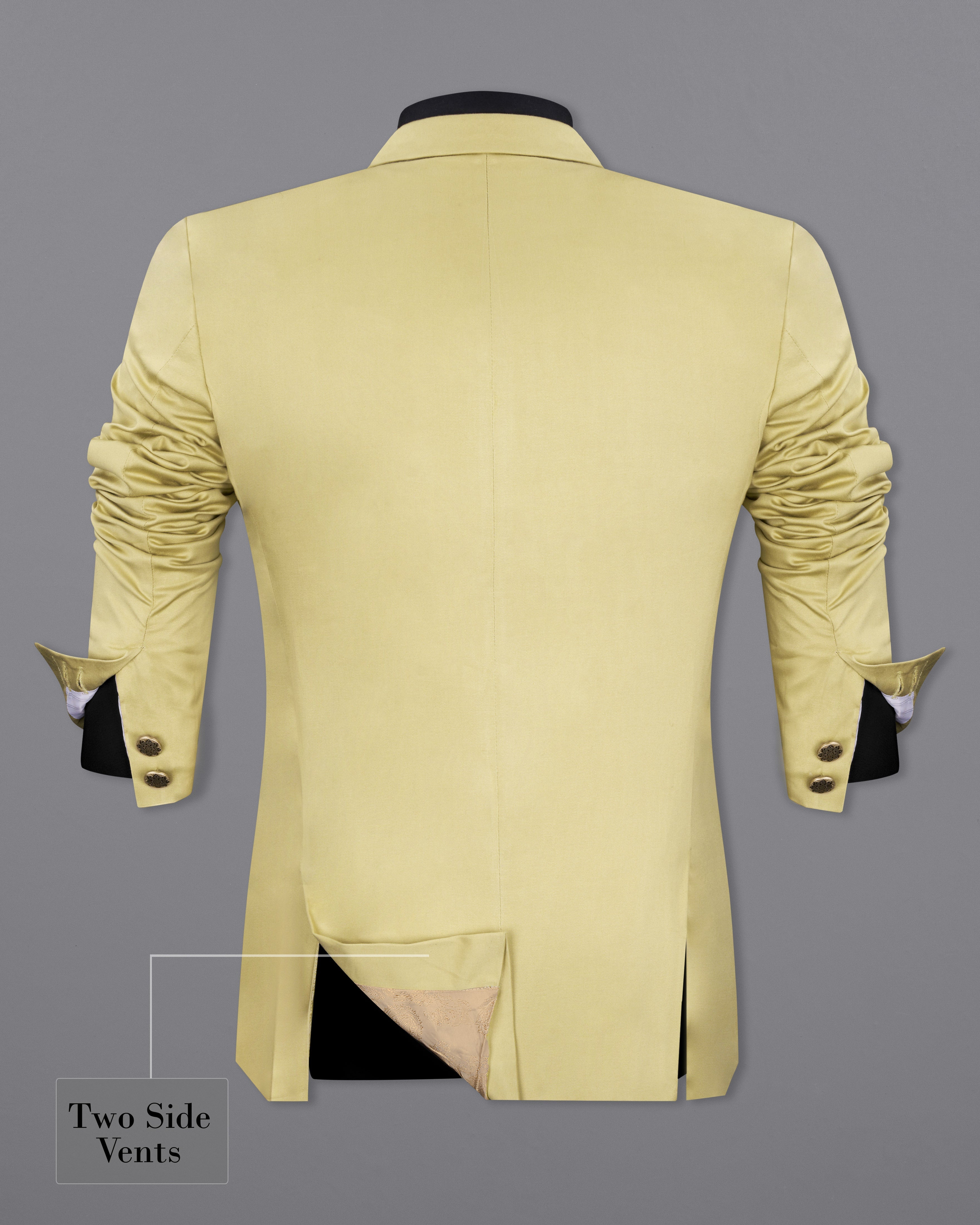 Maize Cream Cross Placket Bandhgala Premium Cotton Stretchable traveler Blazer