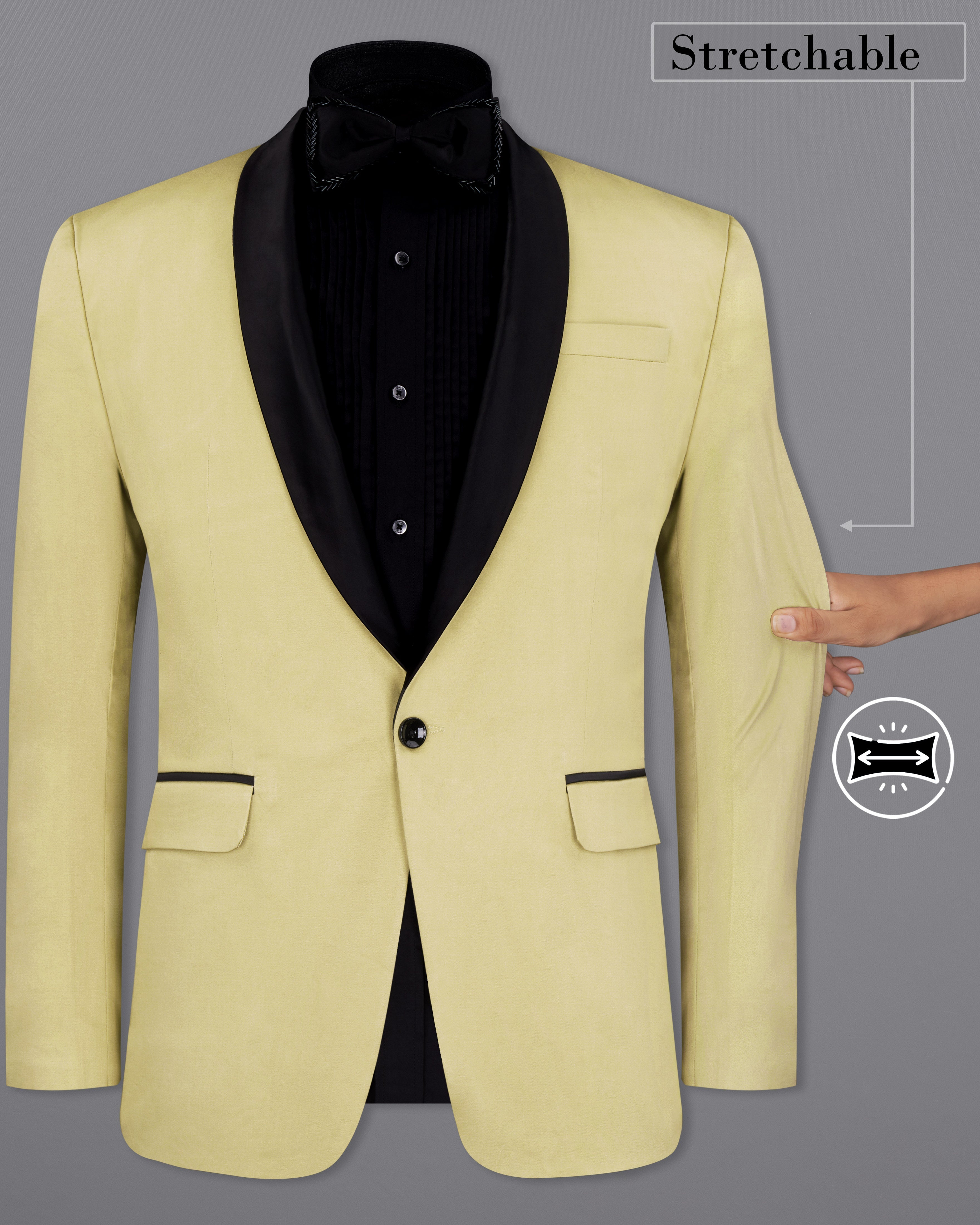 Maize Light Brown Tuxedo Premium Cotton Stretchable Blazer BL2661-BKL-36, BL2661-BKL-38, BL2661-BKL-40, BL2661-BKL-42, BL2661-BKL-44, BL2661-BKL-46, BL2661-BKL-48, BL2661-BKL-50, BL2661-BKL-52, BL2661-BKL-54, BL2661-BKL-56, BL2661-BKL-58, BL2661-BKL-60