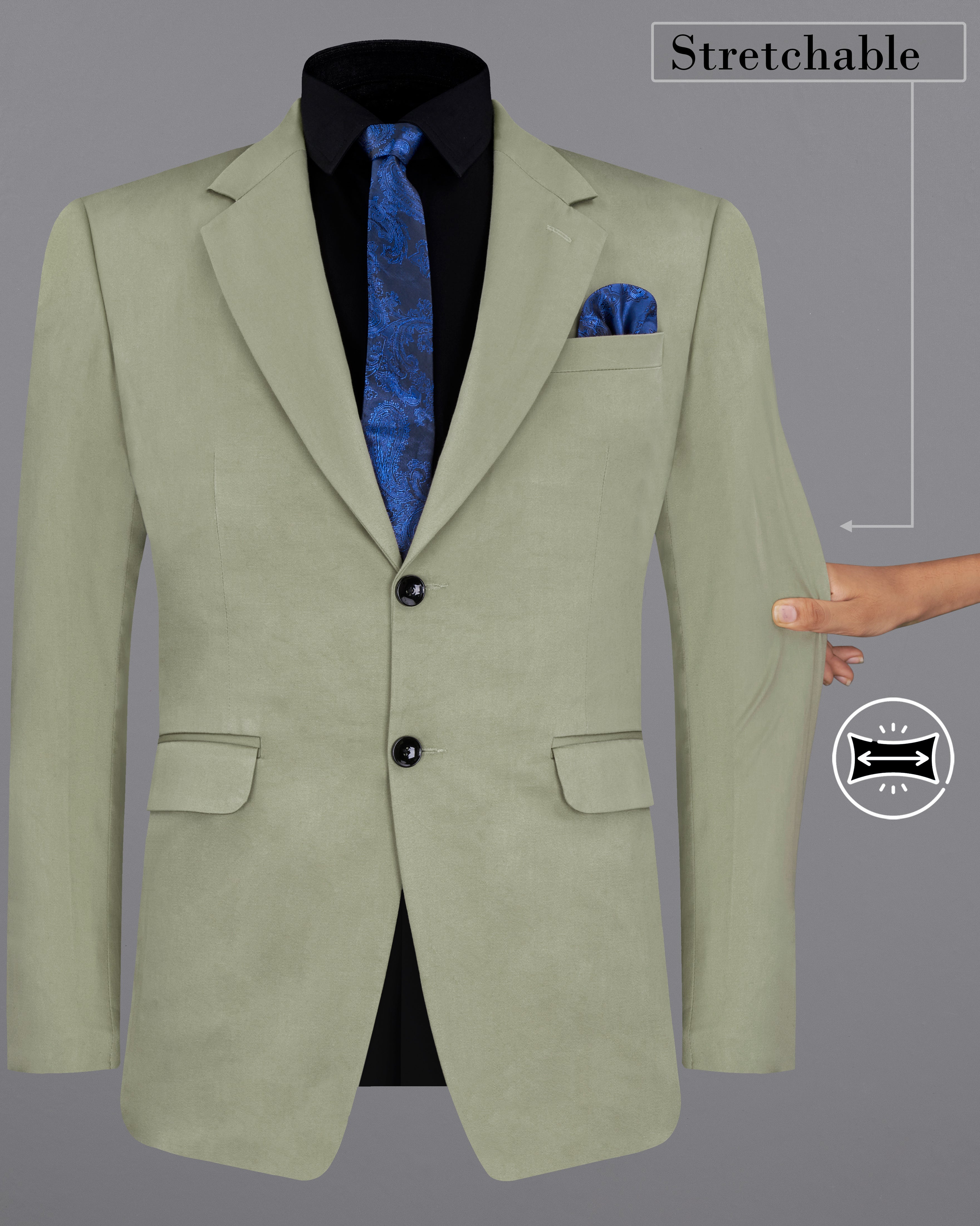 Granite Green Stretchable Premium Cotton traveler Blazer